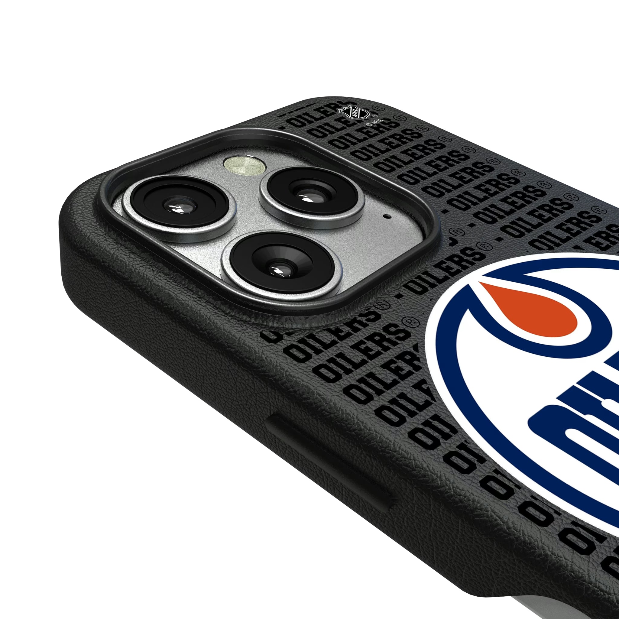Edmonton Oilers Text Backdrop iPhone MagSafe Compatible Phone Case for Apple iPhone - Detail
