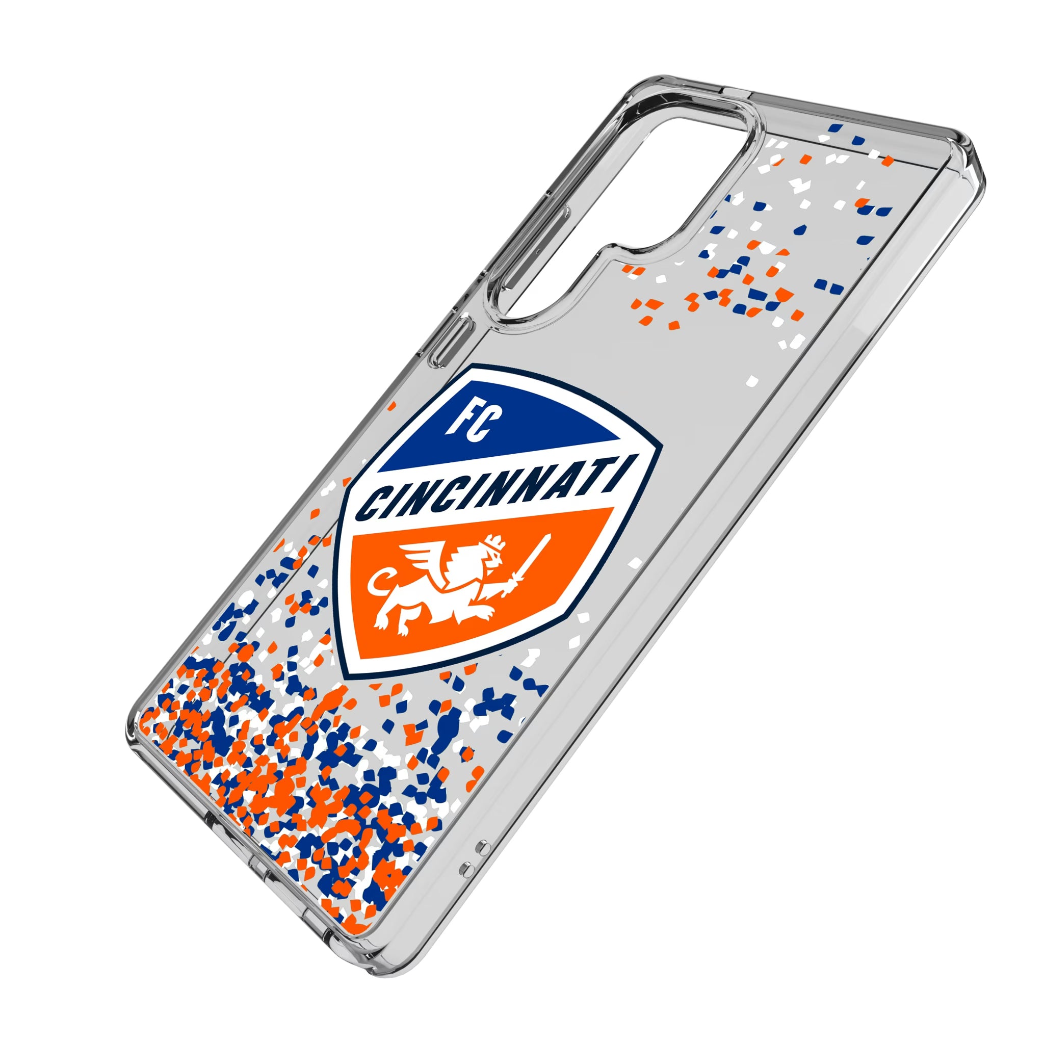 FC Cincinnati Confetti Galaxy Clear Phone Case for Samsung Galaxy - Isometric View