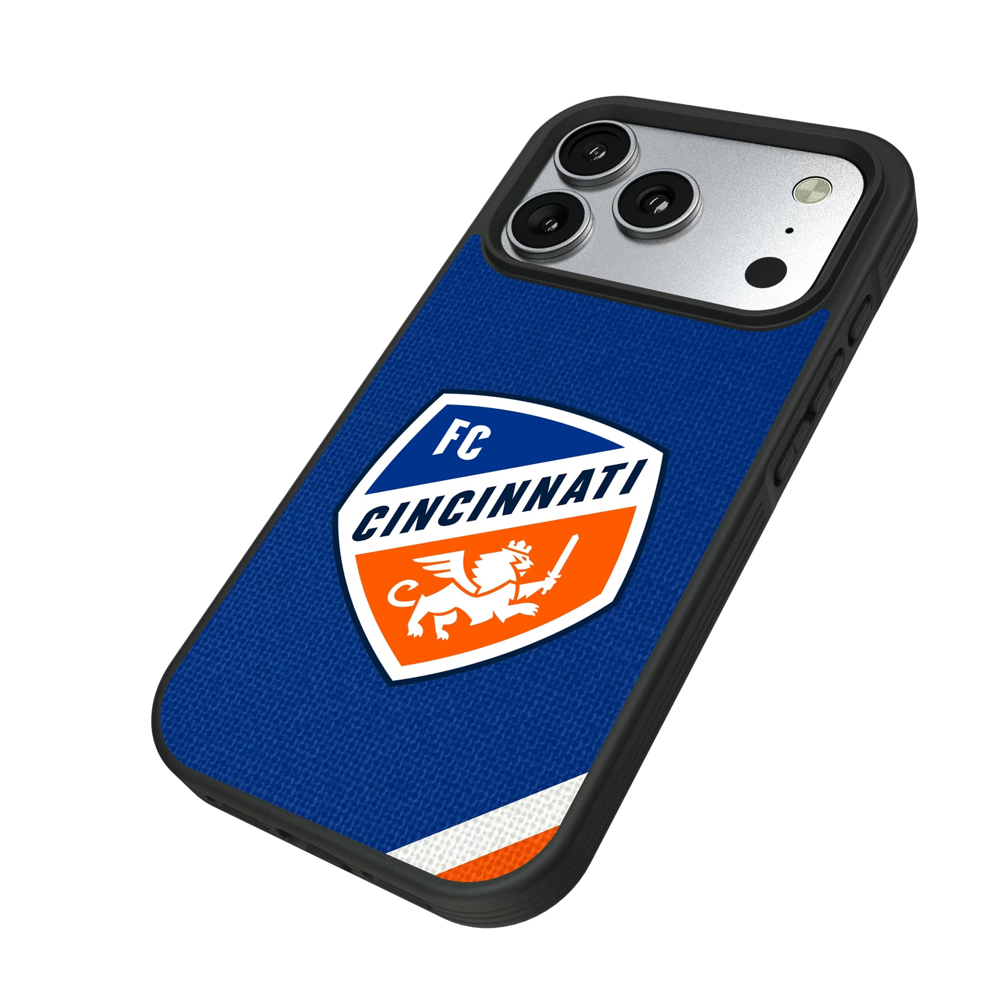 FC Cincinnati Diagonal Stripe iPhone Bump Phone Case for Apple iPhone - Isometric View#Device_iPhone 17 Pro