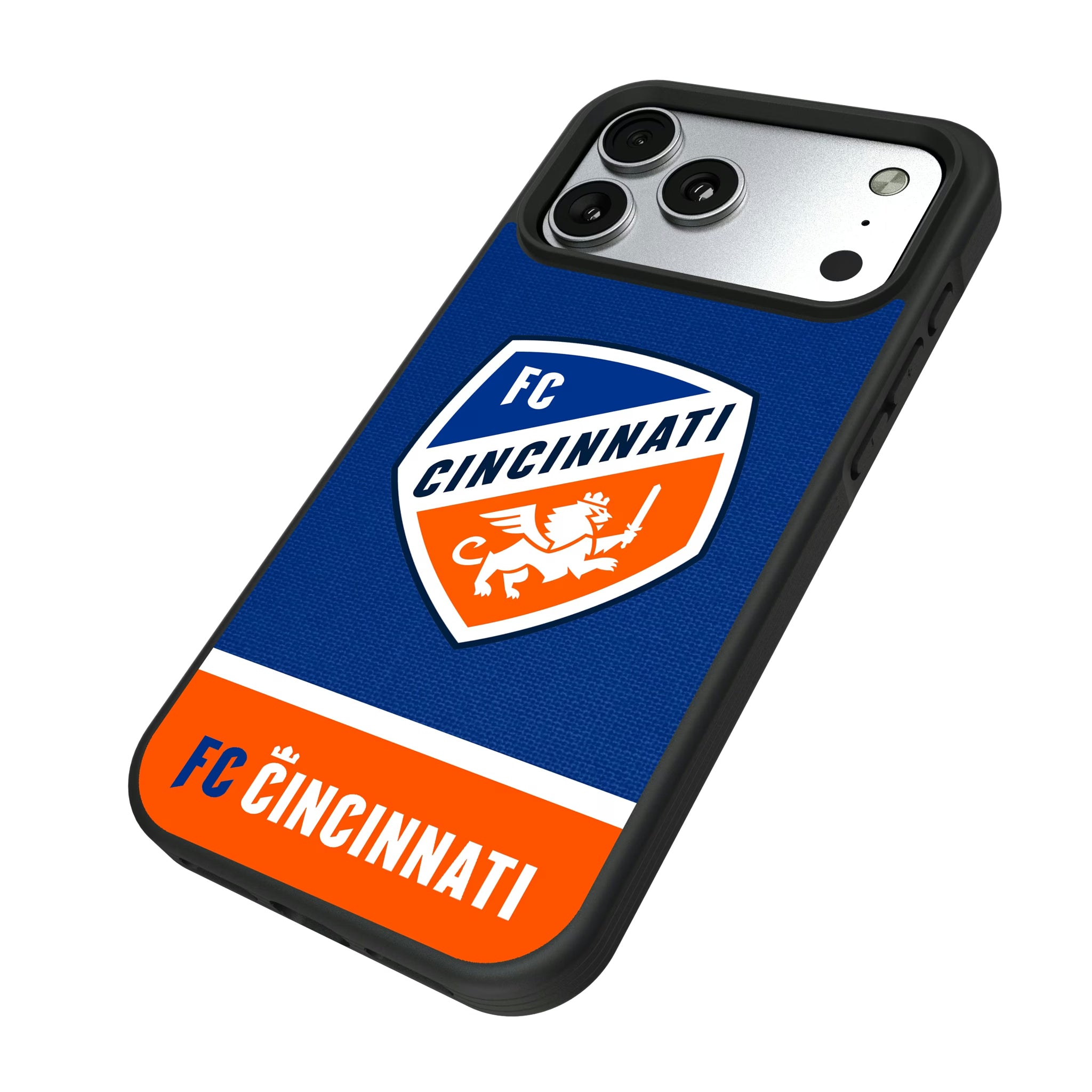 FC Cincinnati Endzone Solid iPhone Bump Phone Case for Apple iPhone - Isometric View#Device_iPhone 17 Pro Max