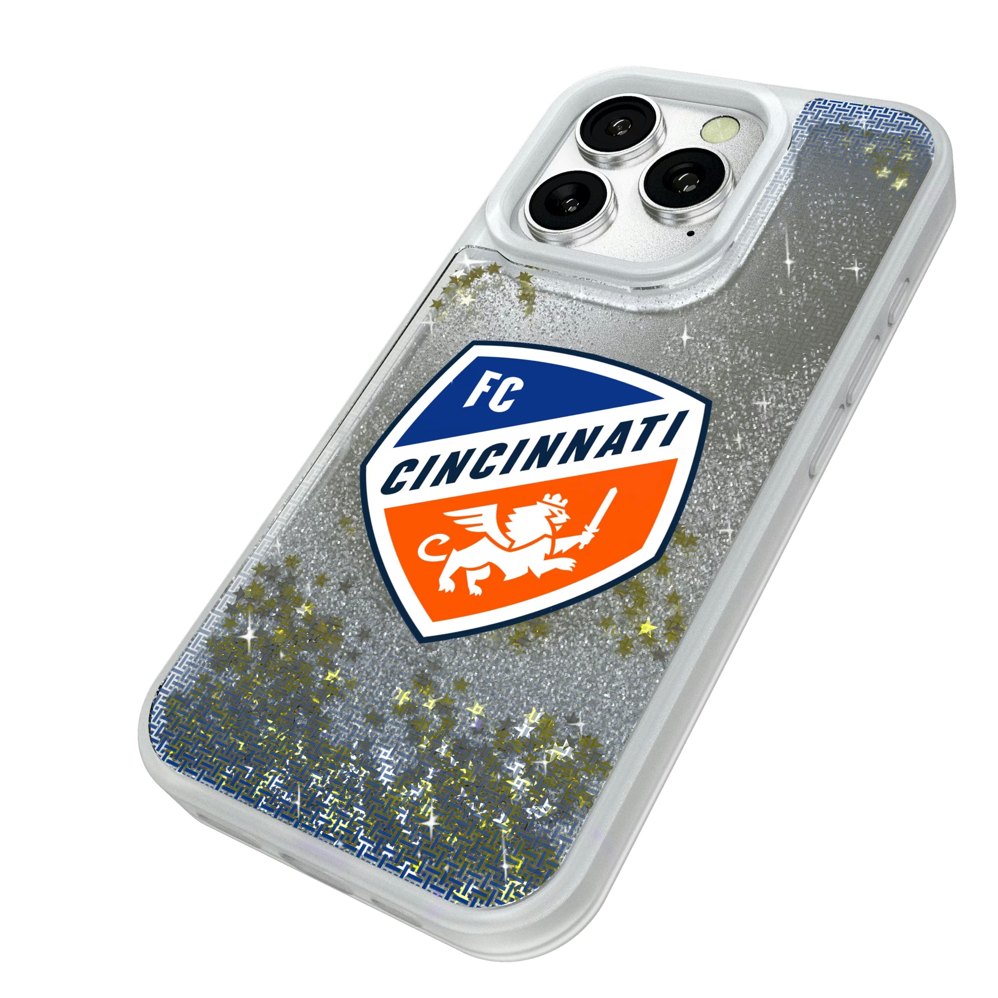 FC Cincinnati Linen iPhone Glitter Phone Case for Apple iPhone - Isometric View#Device_iPhone 16 Pro