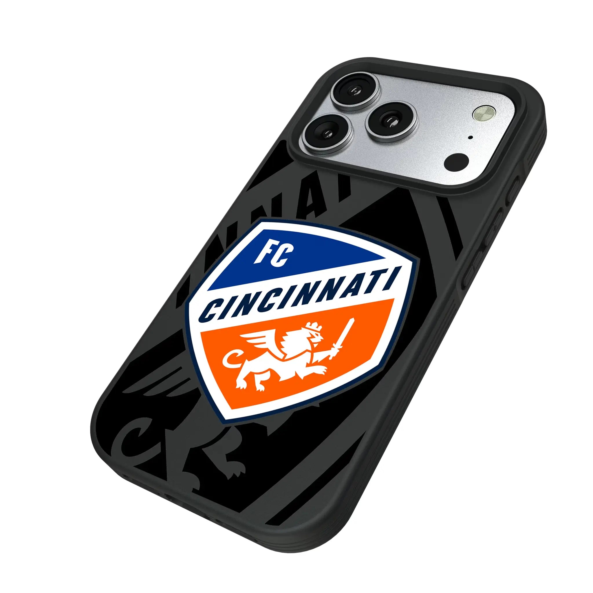 FC Cincinnati Monocolor Tilt iPhone Bump Phone Case for Apple iPhone - Isometric View#Device_iPhone 17 Pro