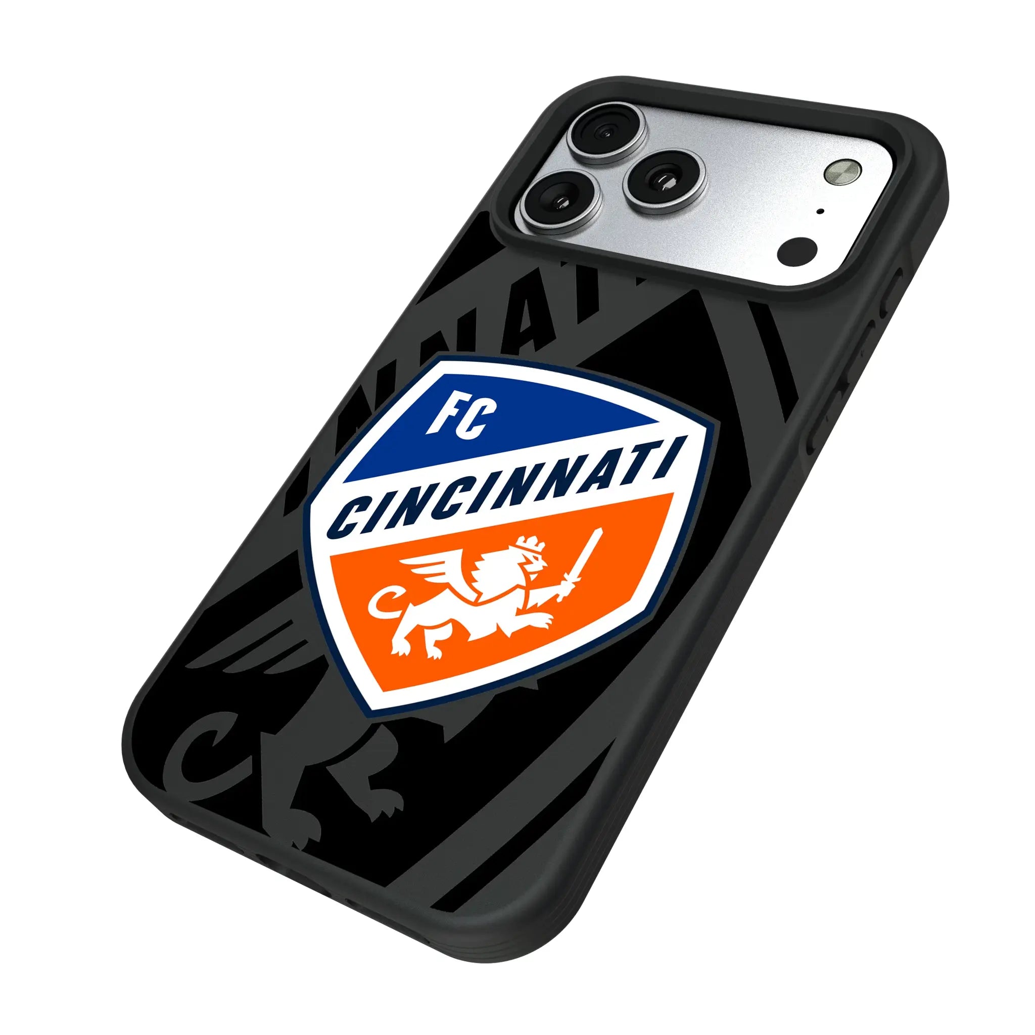 FC Cincinnati Monocolor Tilt iPhone Bump Phone Case for Apple iPhone - Isometric View#Device_iPhone 17 Pro Max