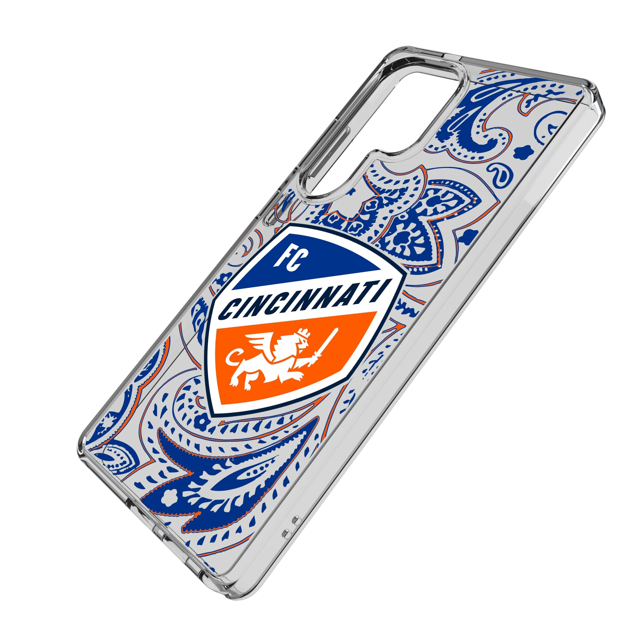 FC Cincinnati Paisley Galaxy Clear Phone Case for Samsung Galaxy - Isometric View
