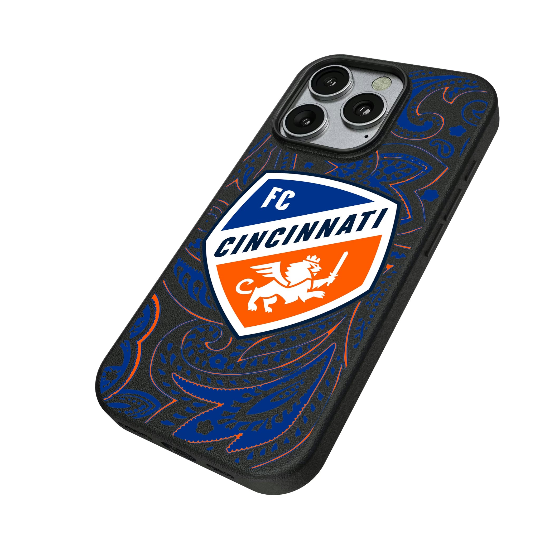 FC Cincinnati Paisley iPhone MagSafe Compatible Phone Case for Apple iPhone - Isometric View