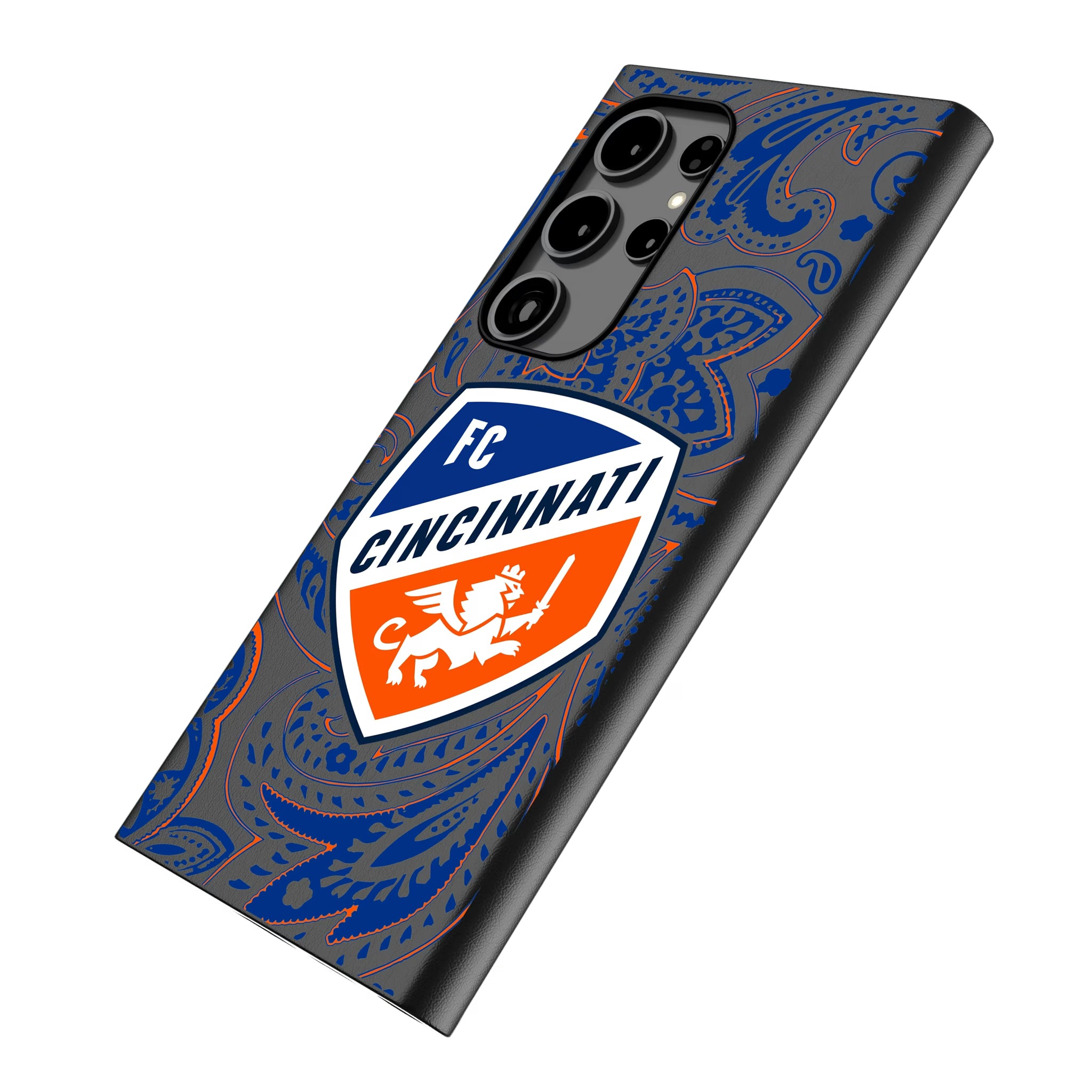 FC Cincinnati Paisley Galaxy MagSafe Compatible Phone Case for Samsung Galaxy - Isometric View
