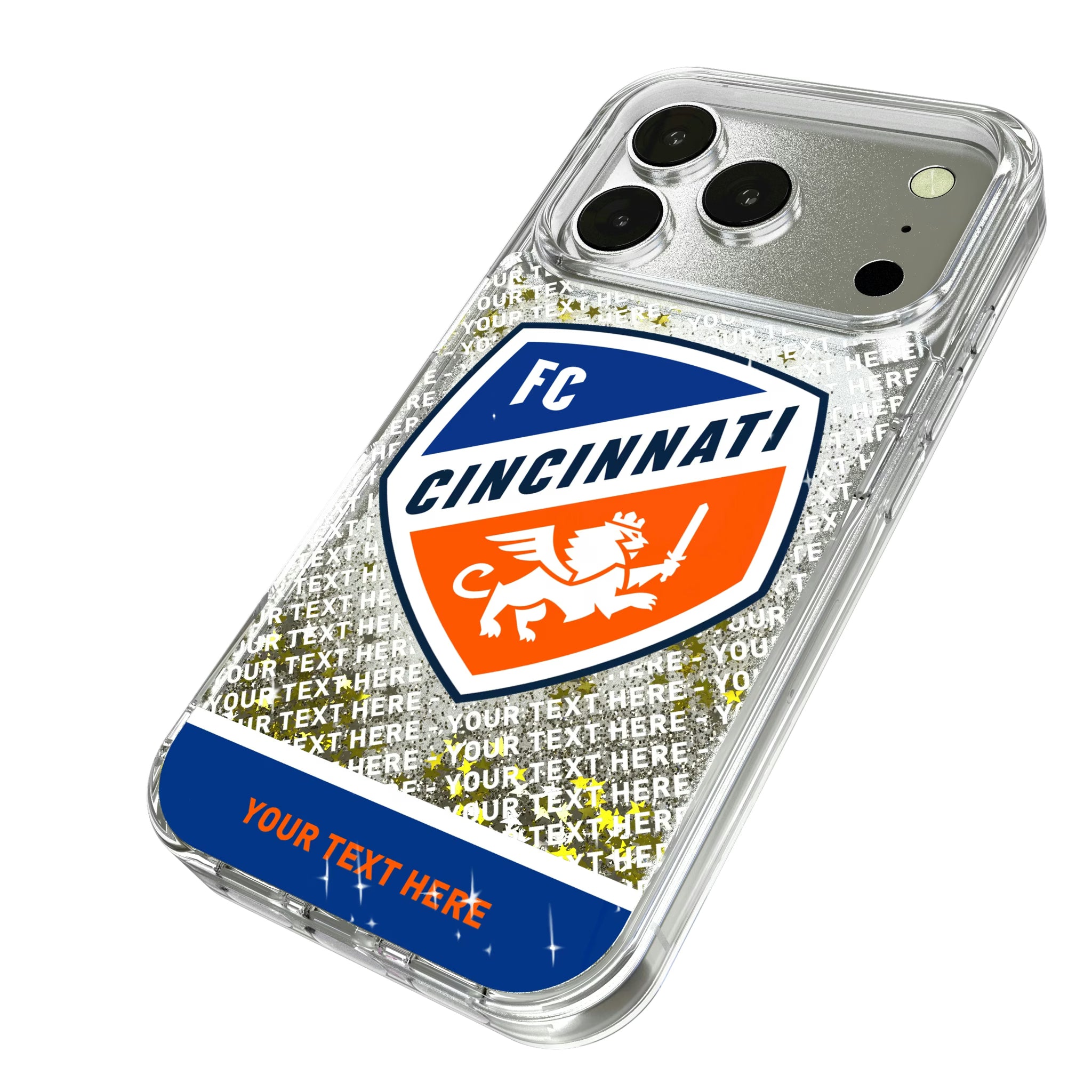 FC Cincinnati Personalized EndZone Plus iPhone Glitter Phone Case for Apple iPhone - Isometric View