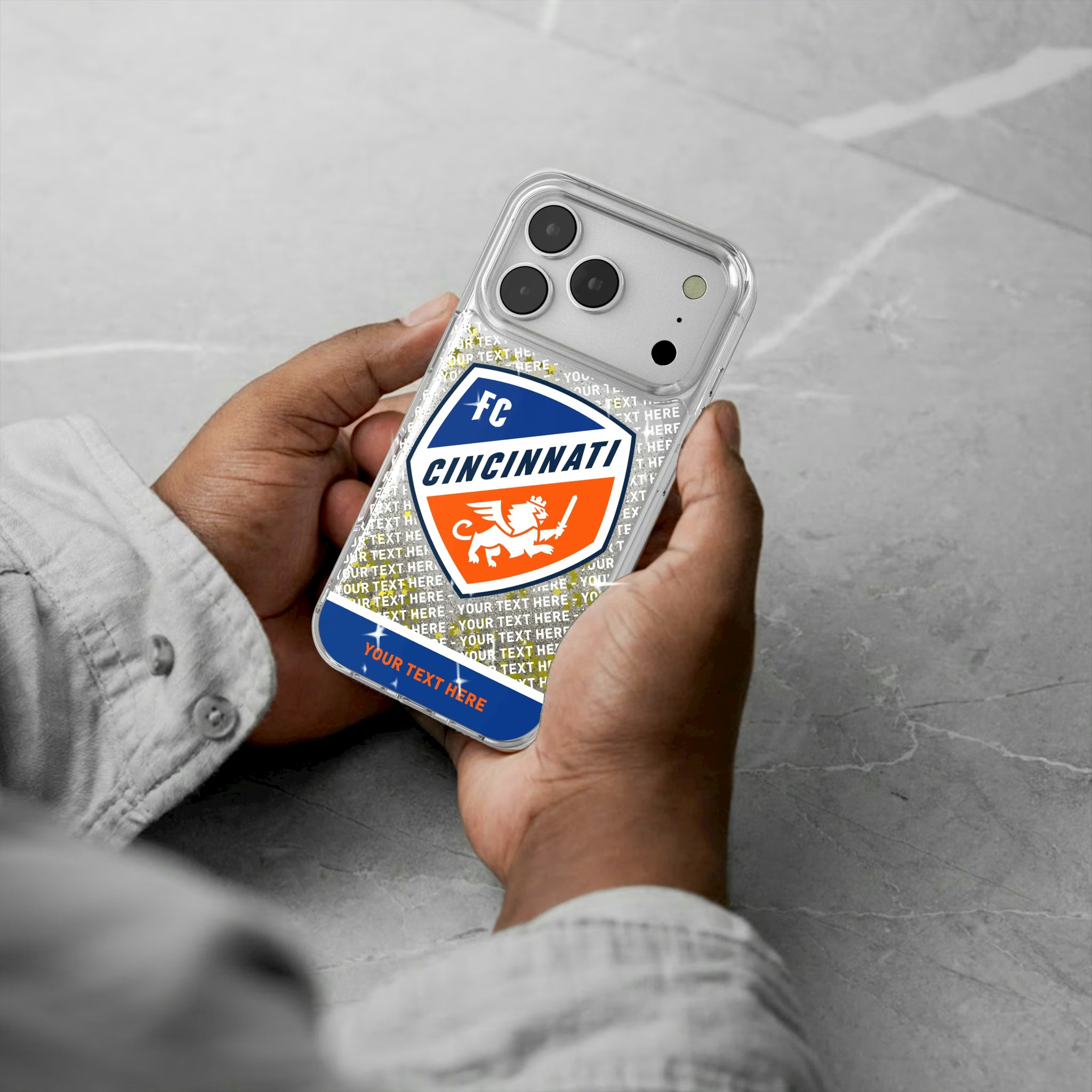 FC Cincinnati Personalized EndZone Plus iPhone Glitter Phone Case for Apple iPhone - Lifestyle