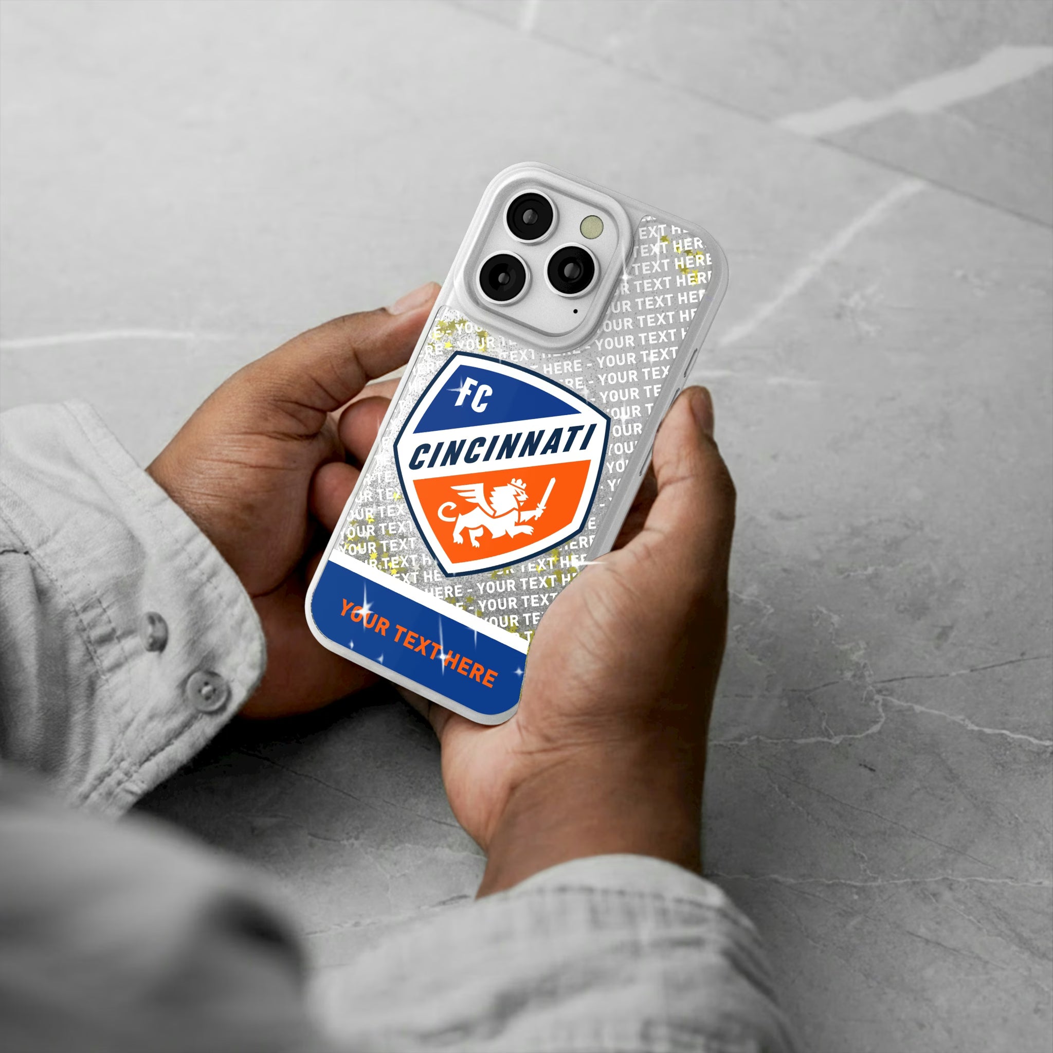 FC Cincinnati Personalized EndZone Plus iPhone Glitter Phone Case for Apple iPhone - Lifestyle#Device_iPhone 16 Pro