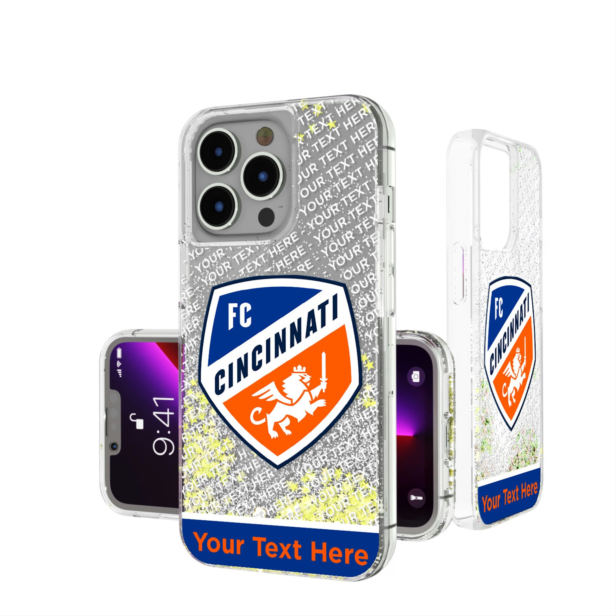 FC Cincinnati Personalized EndZone Plus iPhone Glitter Phone Case for Apple iPhone