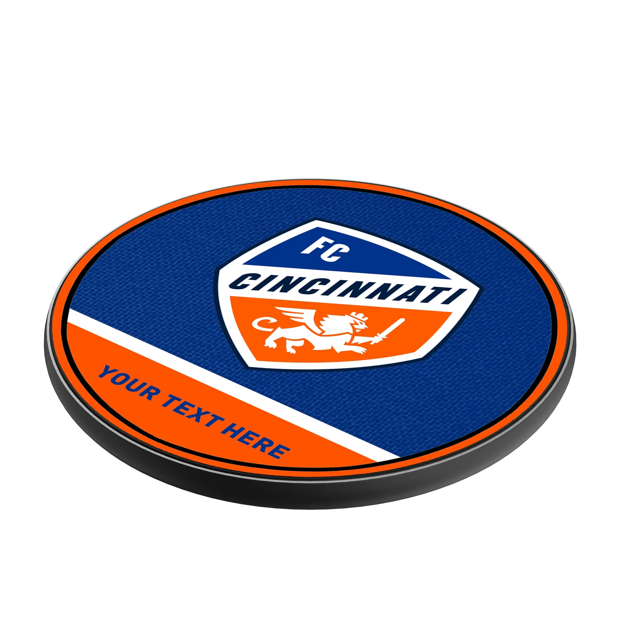 FC Cincinnati Personalized Endzone Solid 15-Watt Wireless Charger - Isometric View