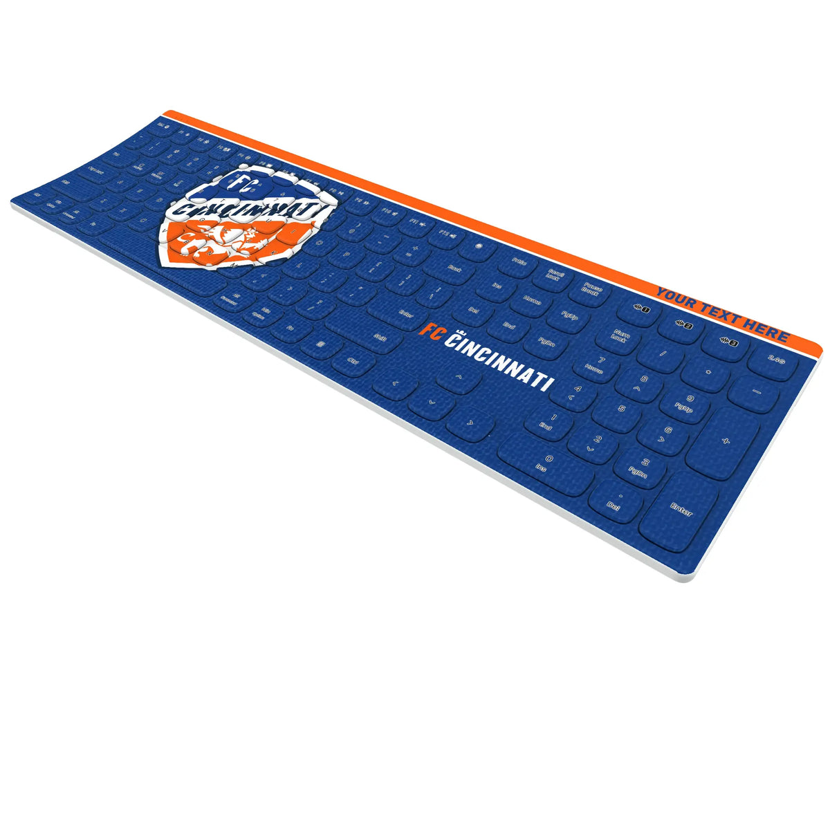 FC Cincinnati Personalized Endzone Solid KKB605 Curved Wireless Keyboard - Isometric View