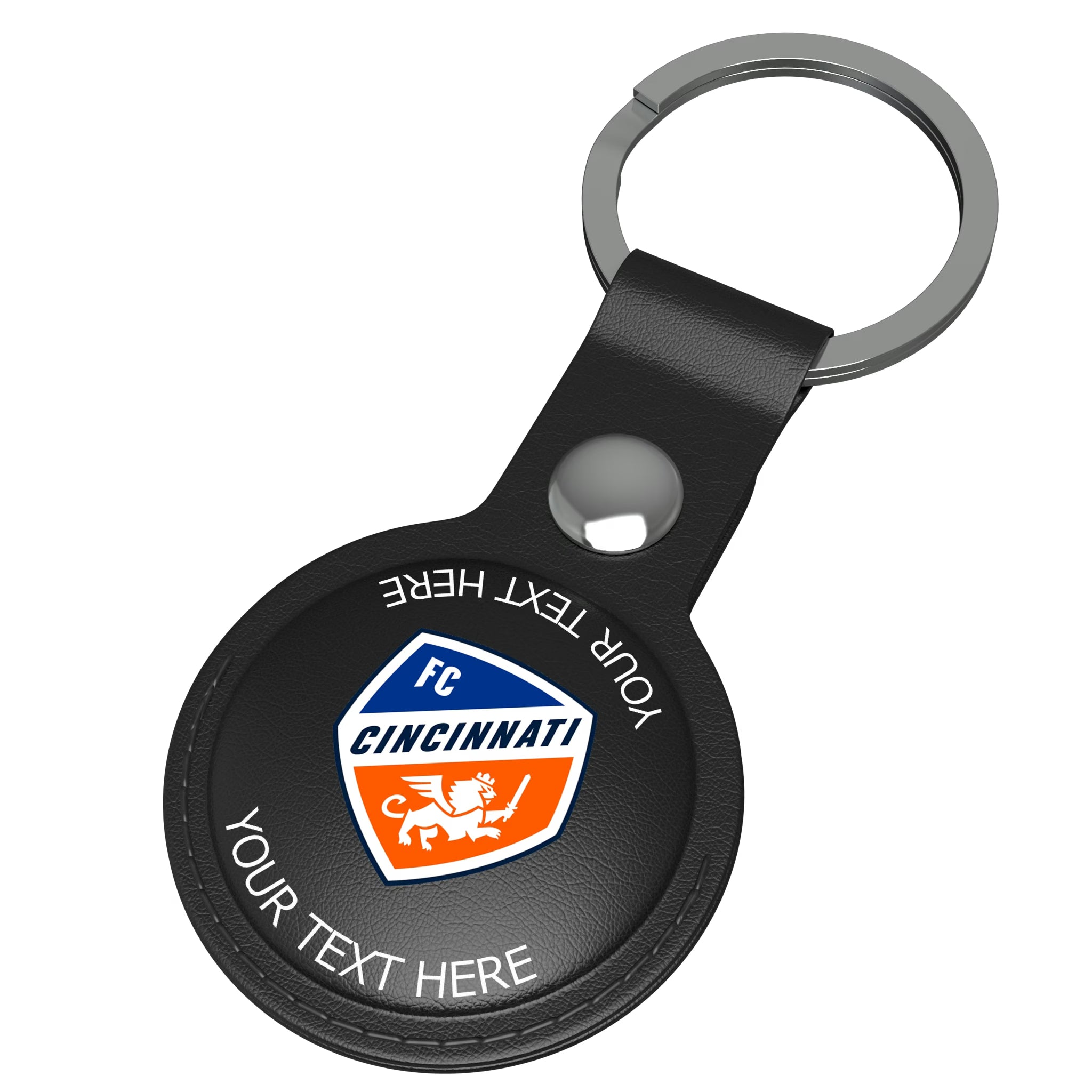 FC Cincinnati Personalized Insignia AirTag Black Airtag Holder - Isometric View
