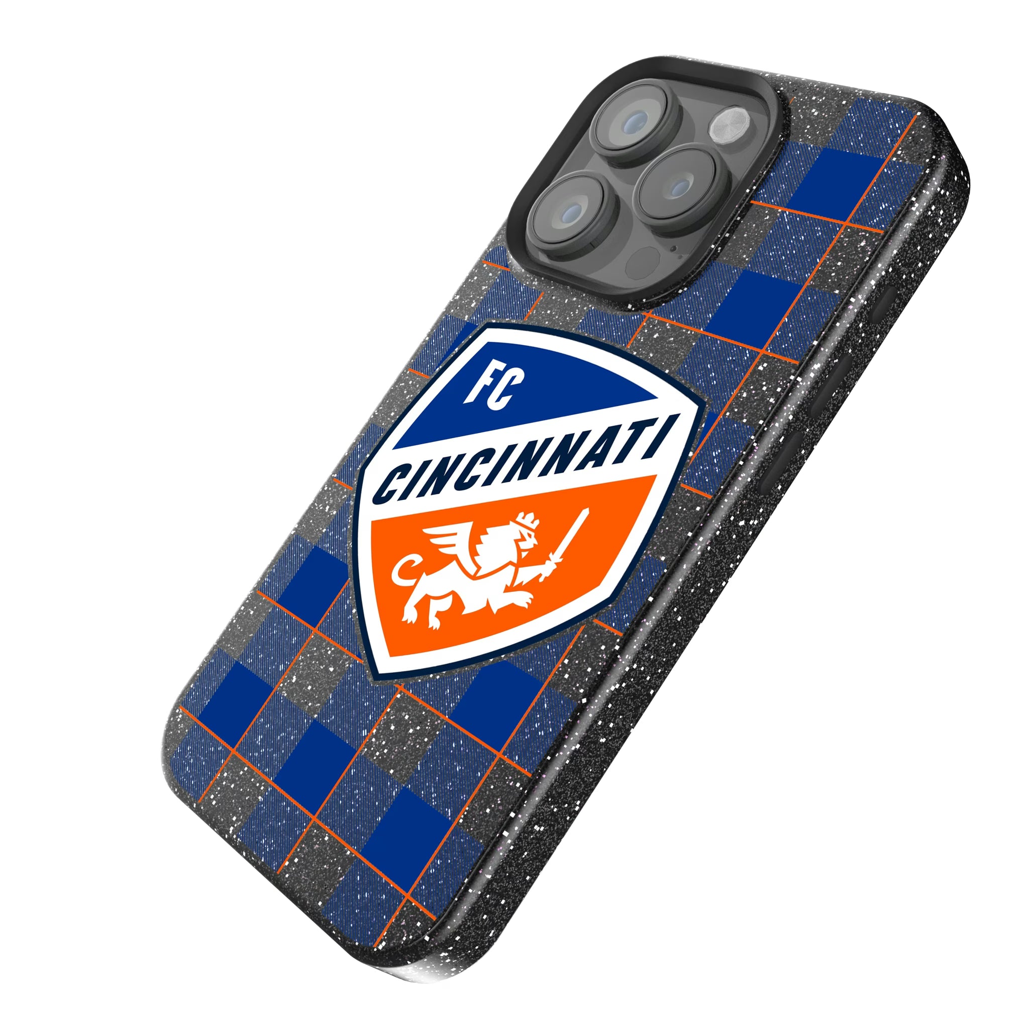 FC Cincinnati Plaid iPhone Bling Phone Case for Apple iPhone - Isometric View