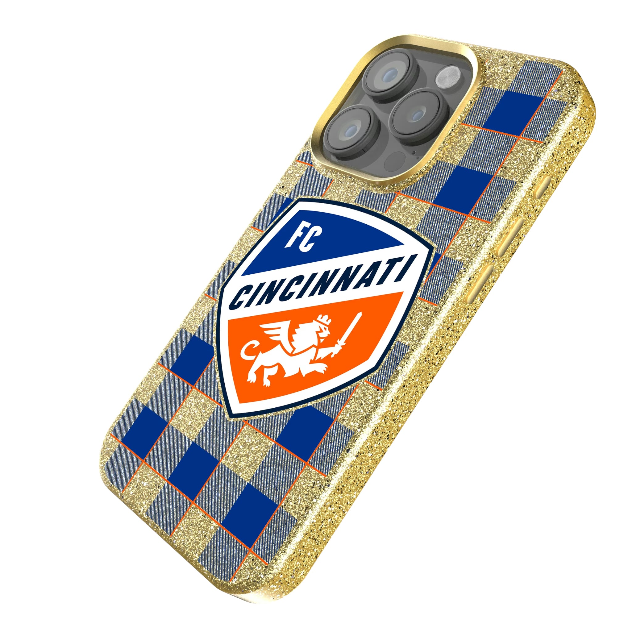 FC Cincinnati Plaid iPhone Bling Phone Case for Apple iPhone - Isometric View