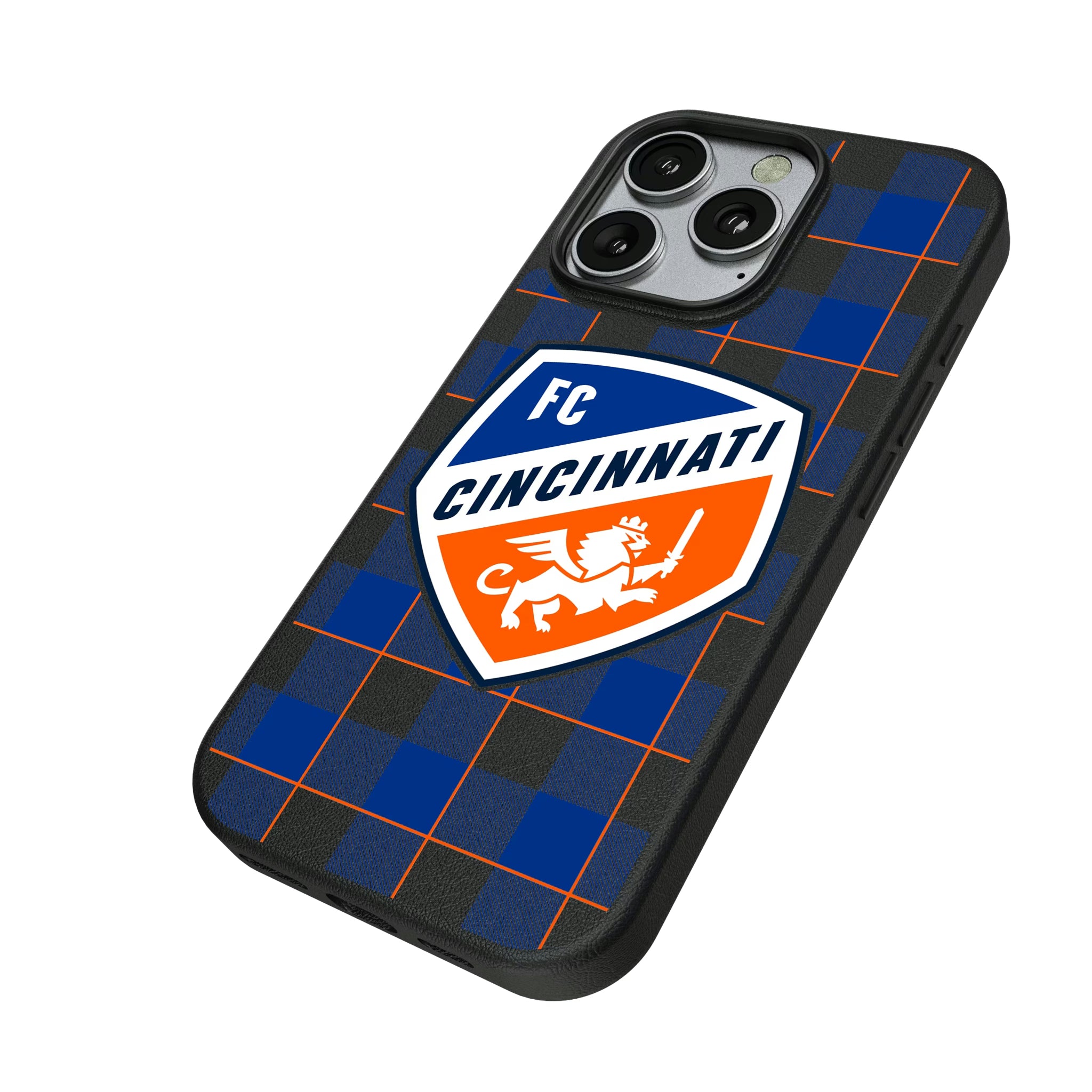 FC Cincinnati Plaid iPhone MagSafe Compatible Phone Case for Apple iPhone - Isometric View