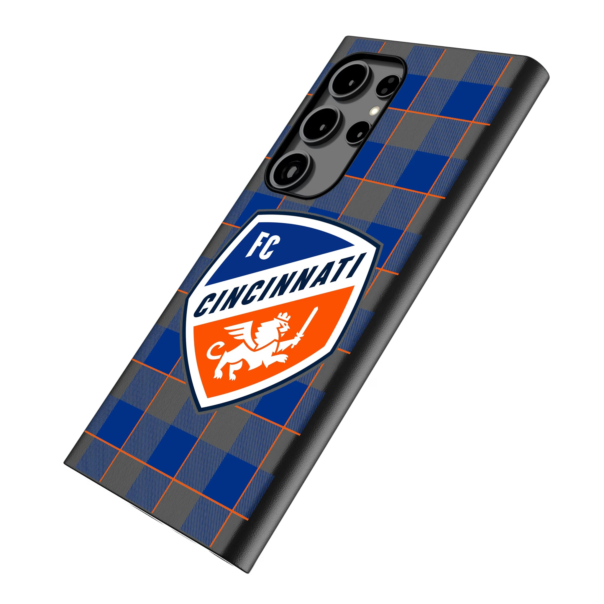 FC Cincinnati Plaid Galaxy MagSafe Compatible Phone Case for Samsung Galaxy - Isometric View