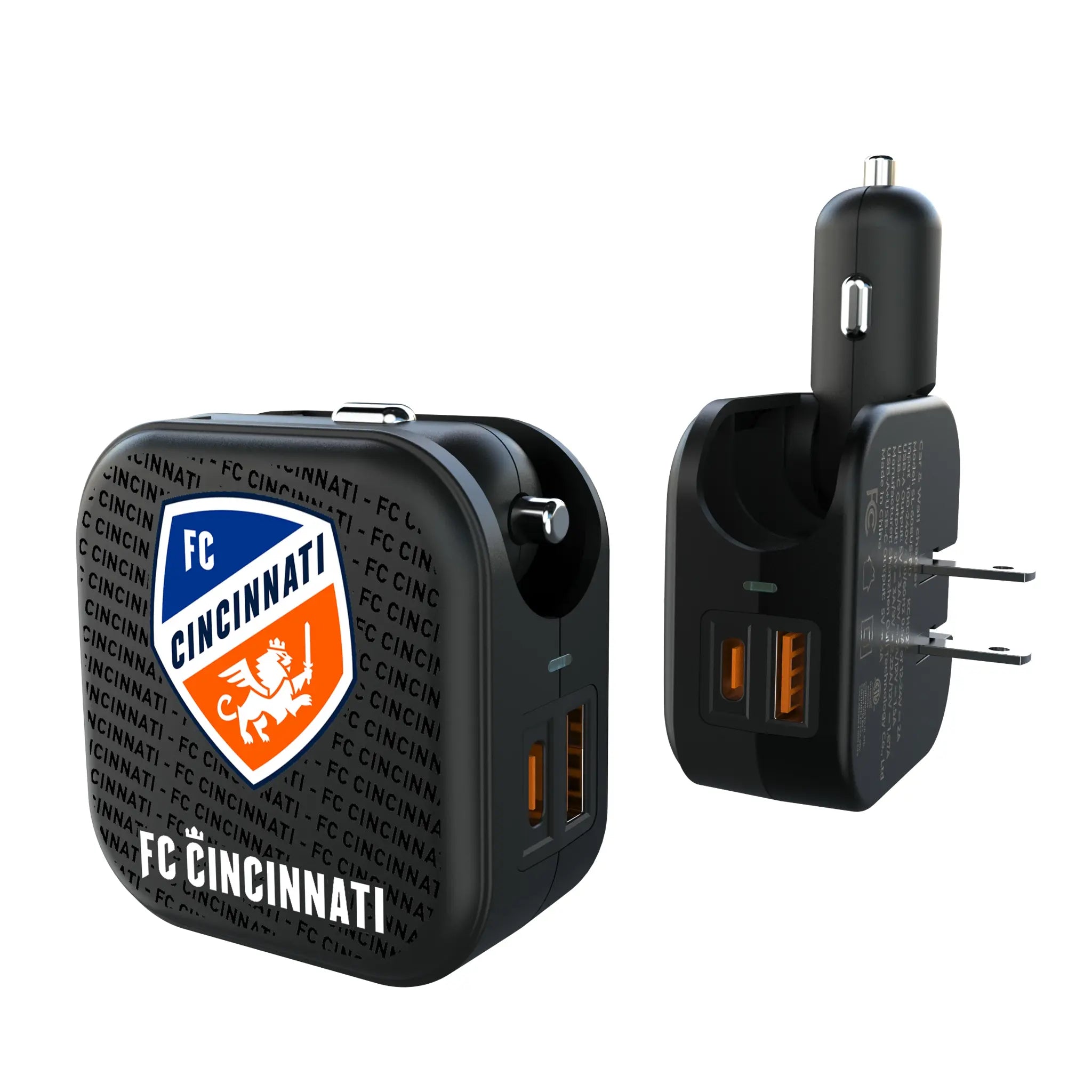 FC Cincinnati Text Backdrop 2 in 1 USB A/C Charger