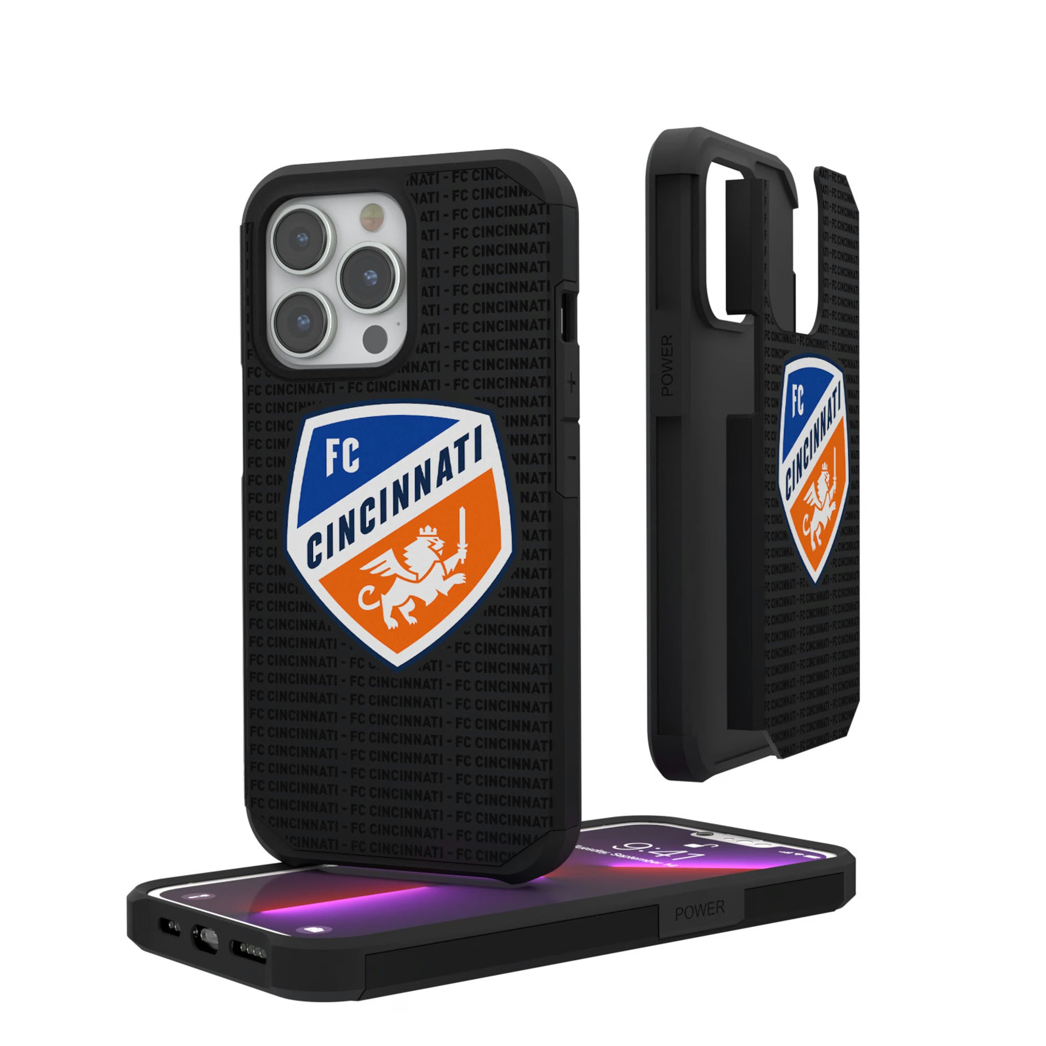 FC Cincinnati Text Backdrop iPhone Rugged Phone Case for Apple iPhone
