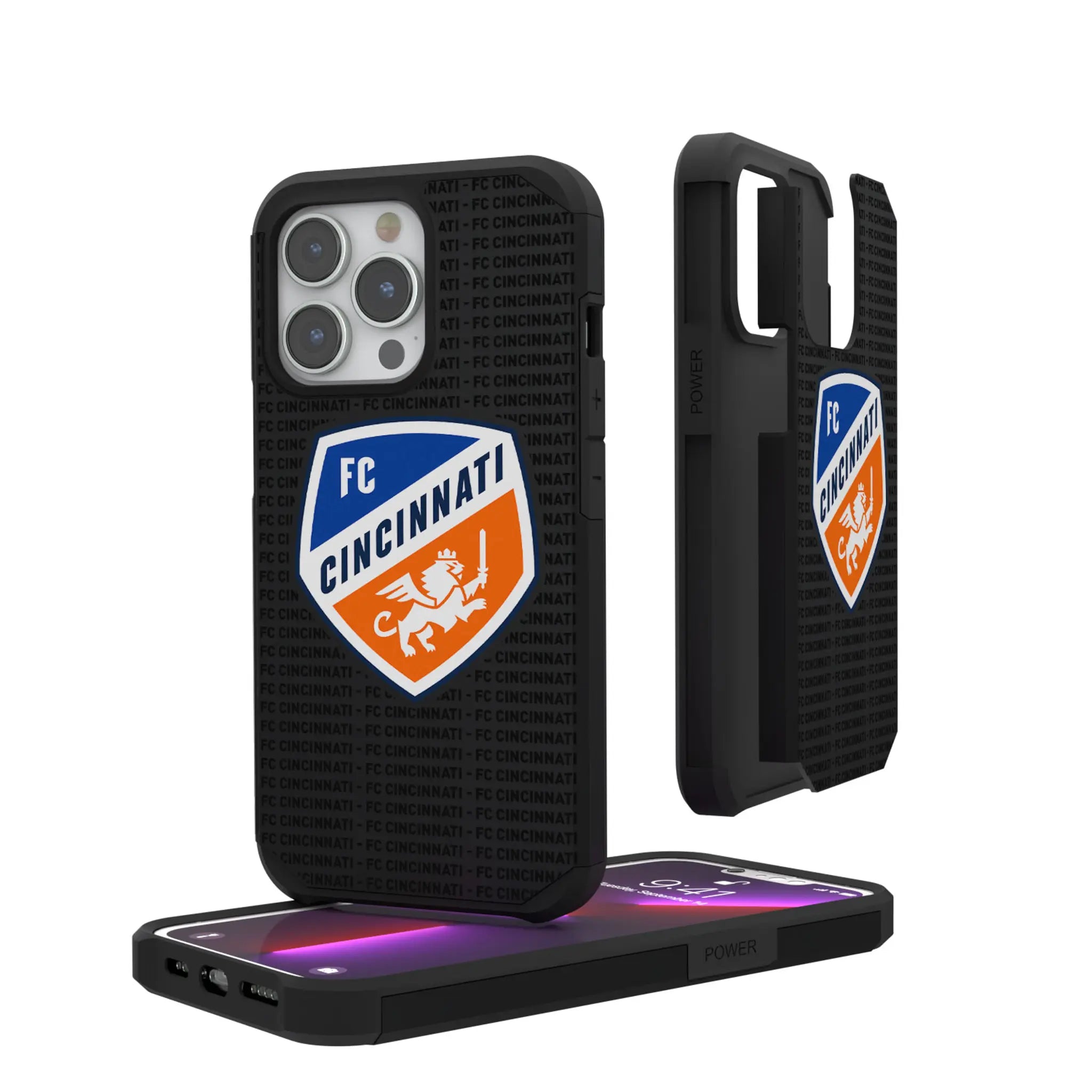 FC Cincinnati Text Backdrop iPhone Rugged Phone Case for Apple iPhone