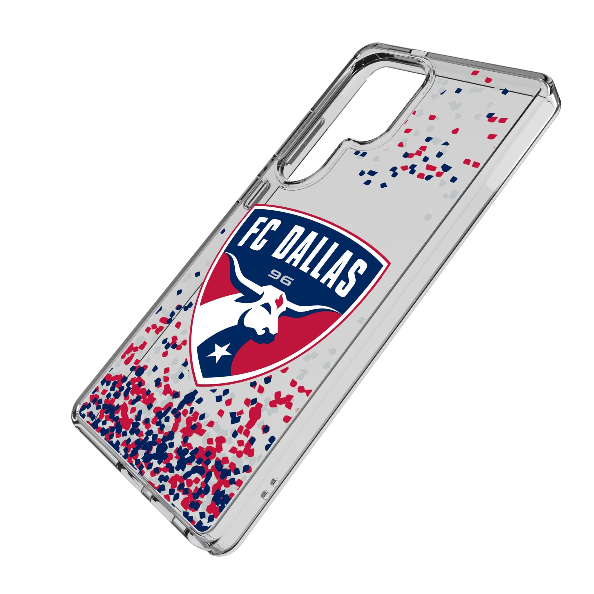 FC Dallas Confetti Galaxy Clear Phone Case for Samsung Galaxy - Isometric View