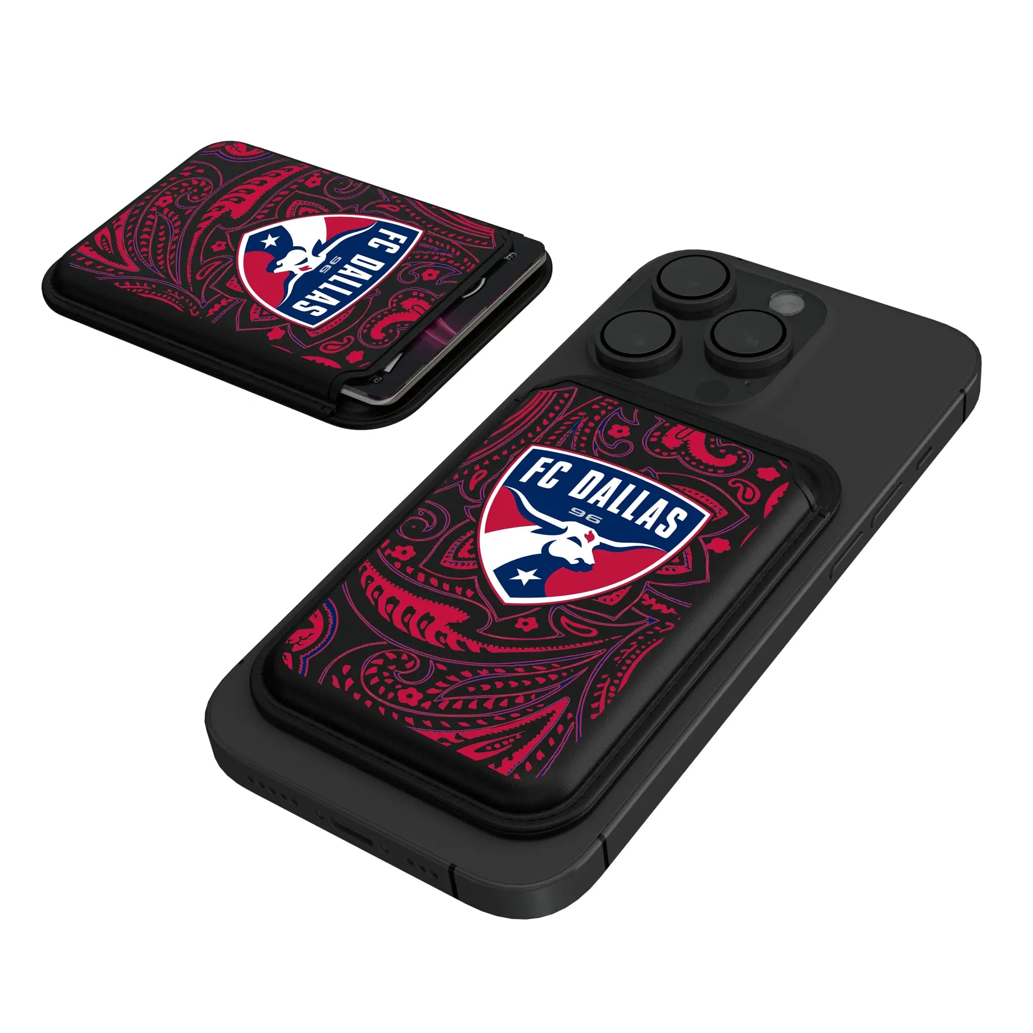 FC Dallas Paisley Black Magnetic Credit Card Wallet