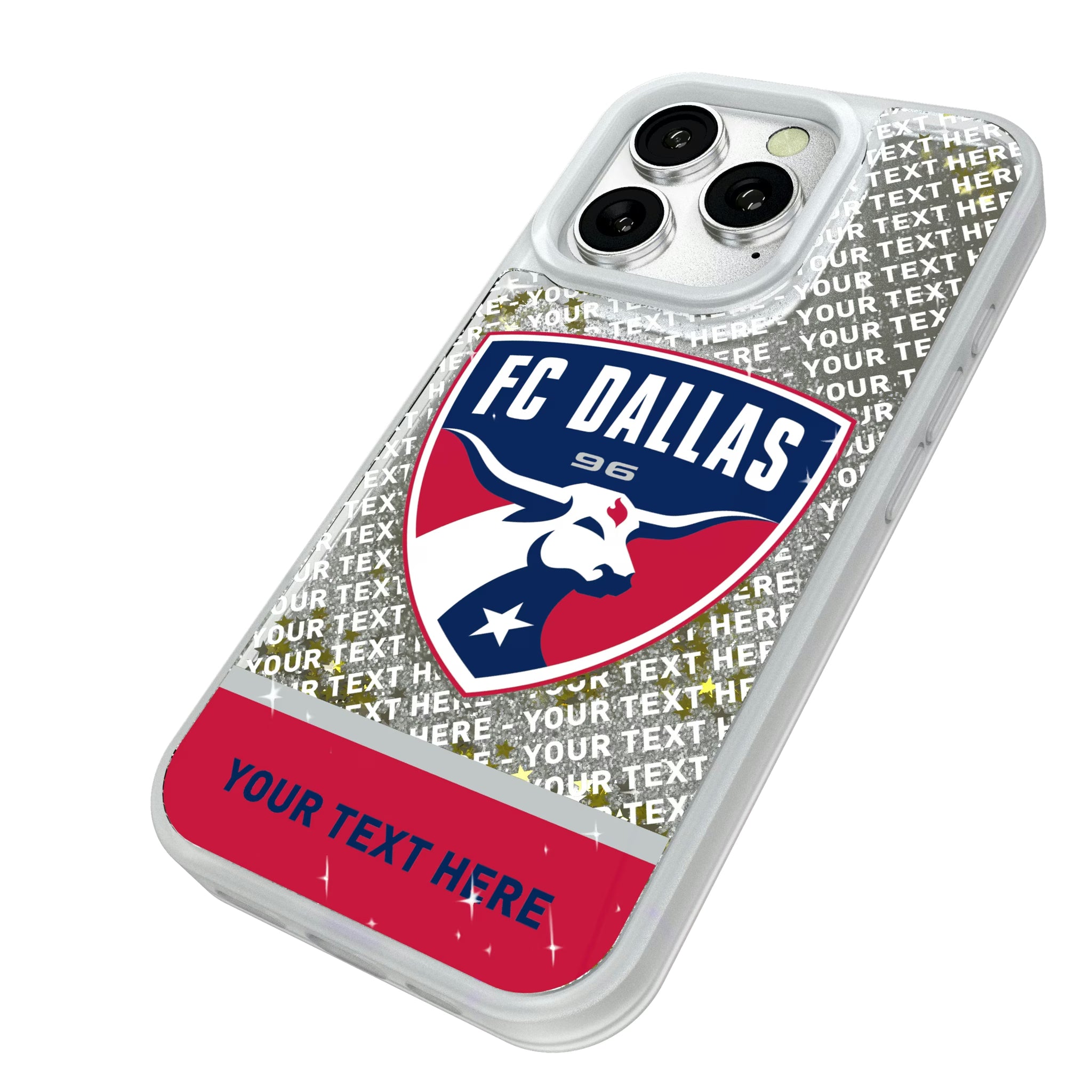 FC Dallas Personalized EndZone Plus iPhone Glitter Phone Case for Apple iPhone - Isometric View#Device_iPhone 16 Pro