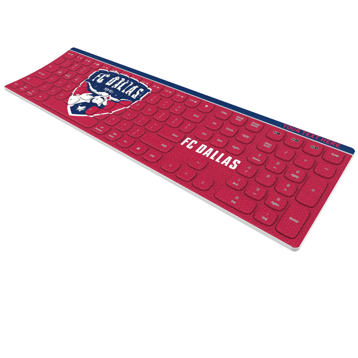 FC Dallas Personalized Endzone Solid KKB605 Curved Wireless Keyboard - Isometric View