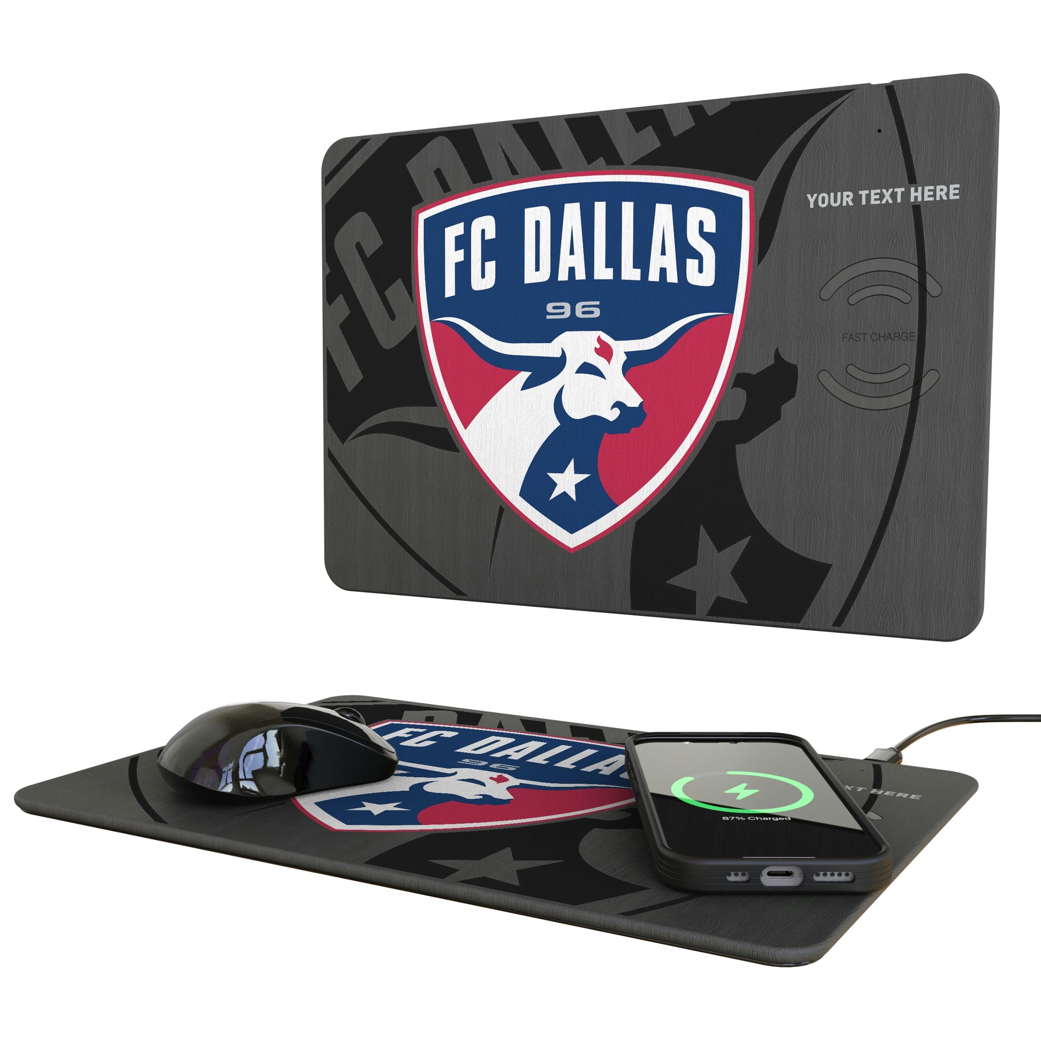 FC Dallas Personalized Tilt 15-Watt Wireless Charger and Mouse Pad