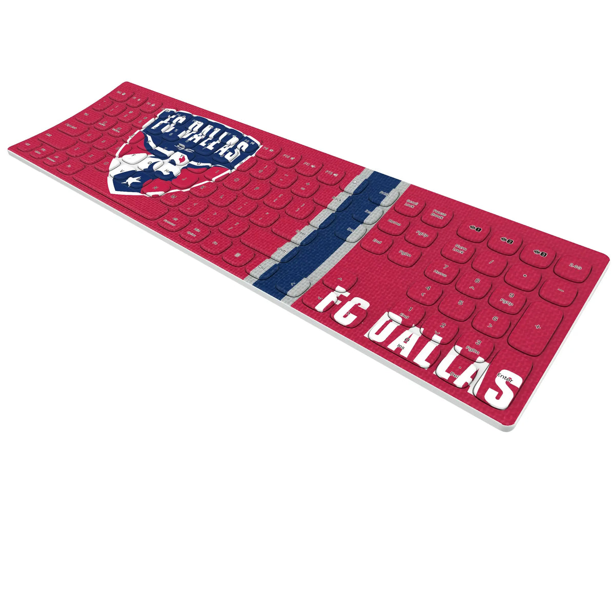 FC Dallas Stripe KKB605 Curved Wireless Keyboard - Isometric View