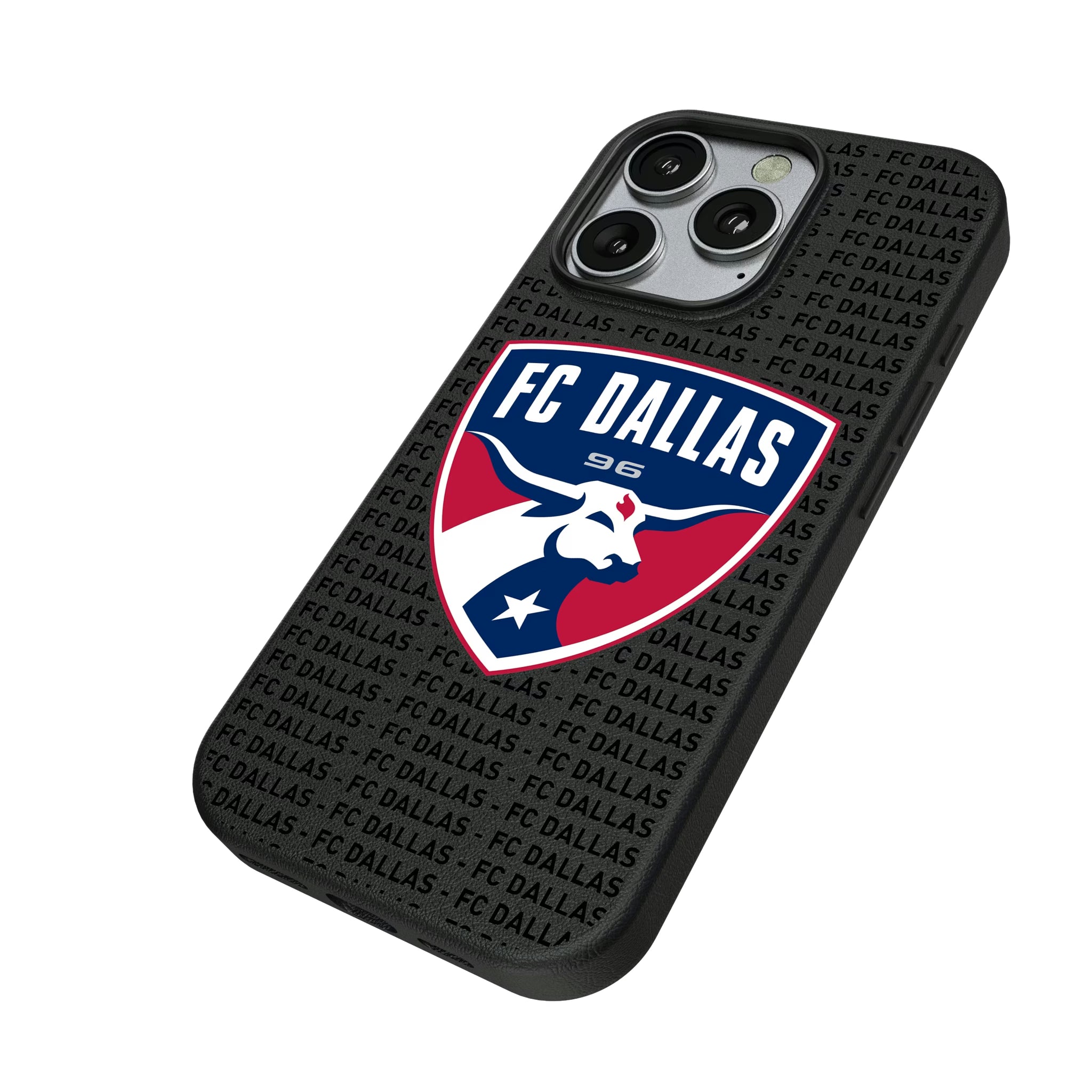 FC Dallas Text Backdrop iPhone MagSafe Compatible Phone Case for Apple iPhone - Isometric View