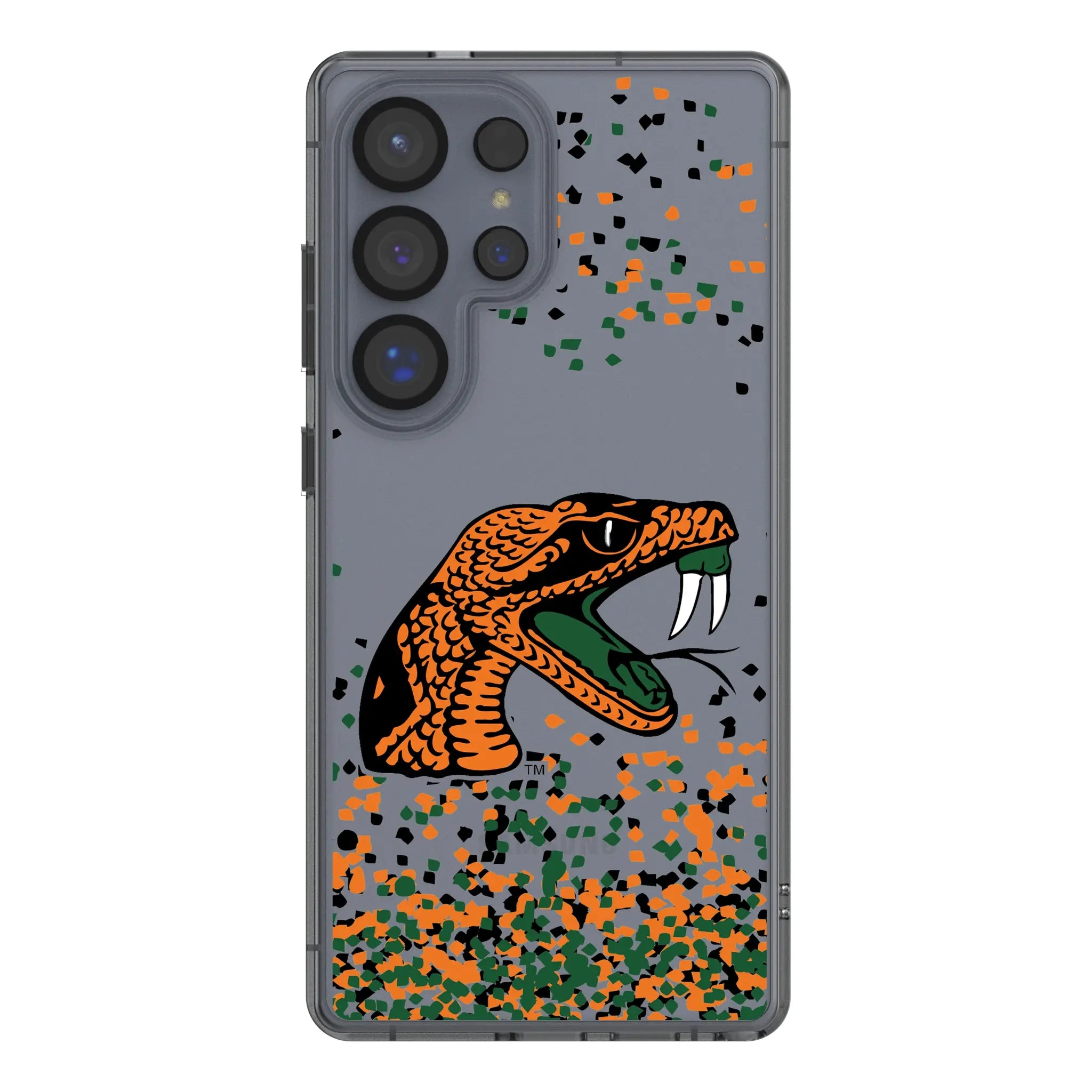 Florida A&M University Rattlers Confetti Galaxy Clear Phone Case for Samsung Galaxy#Device_Galaxy S25 Ultra