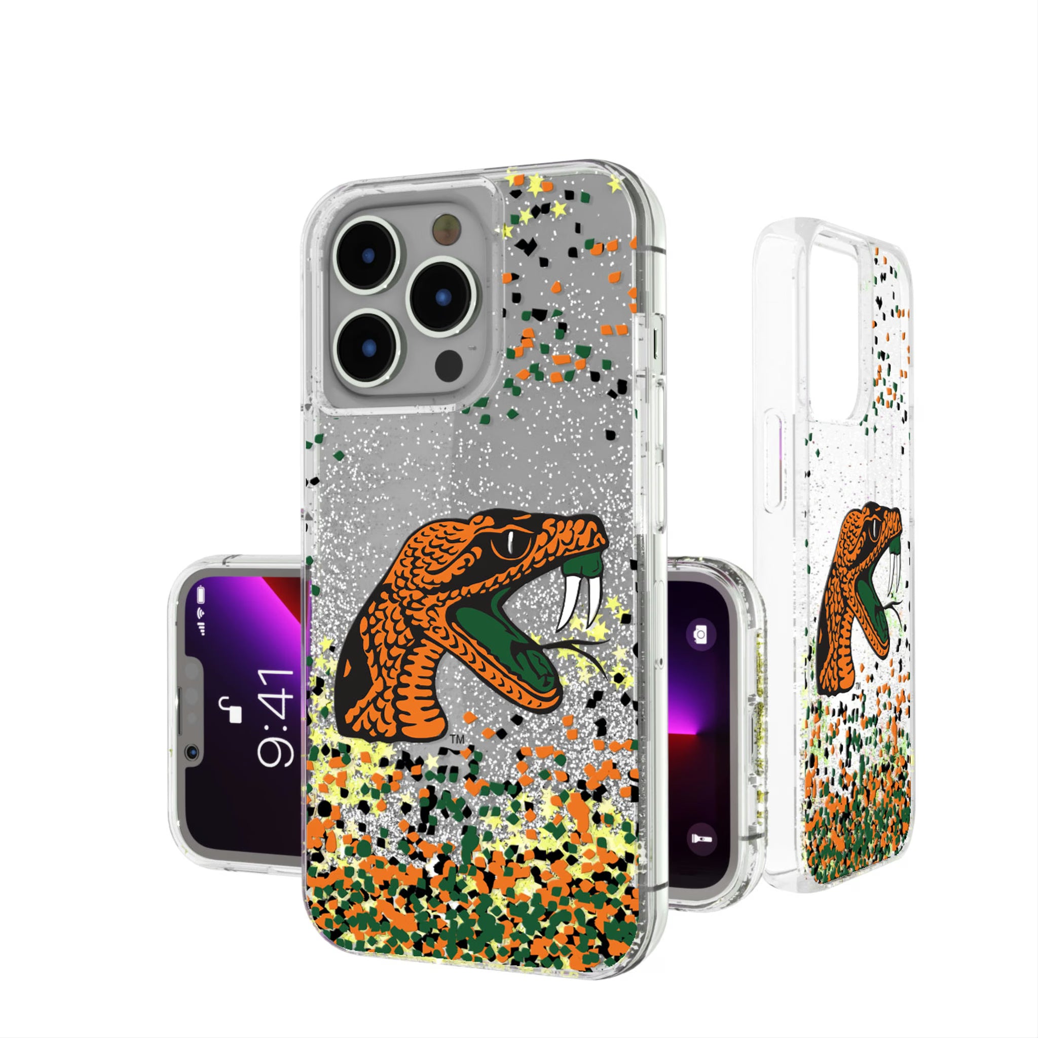 Florida A&M University Rattlers Confetti iPhone Glitter Phone Case for Apple iPhone