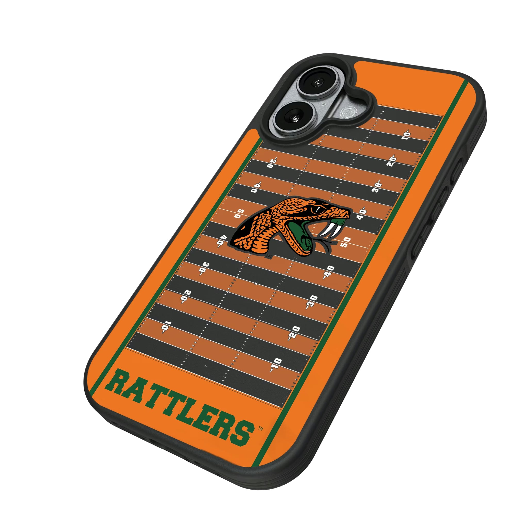 Florida A&M University Rattlers Field iPhone Bump Phone Case for Apple iPhone - Isometric View#Device_iPhone 17