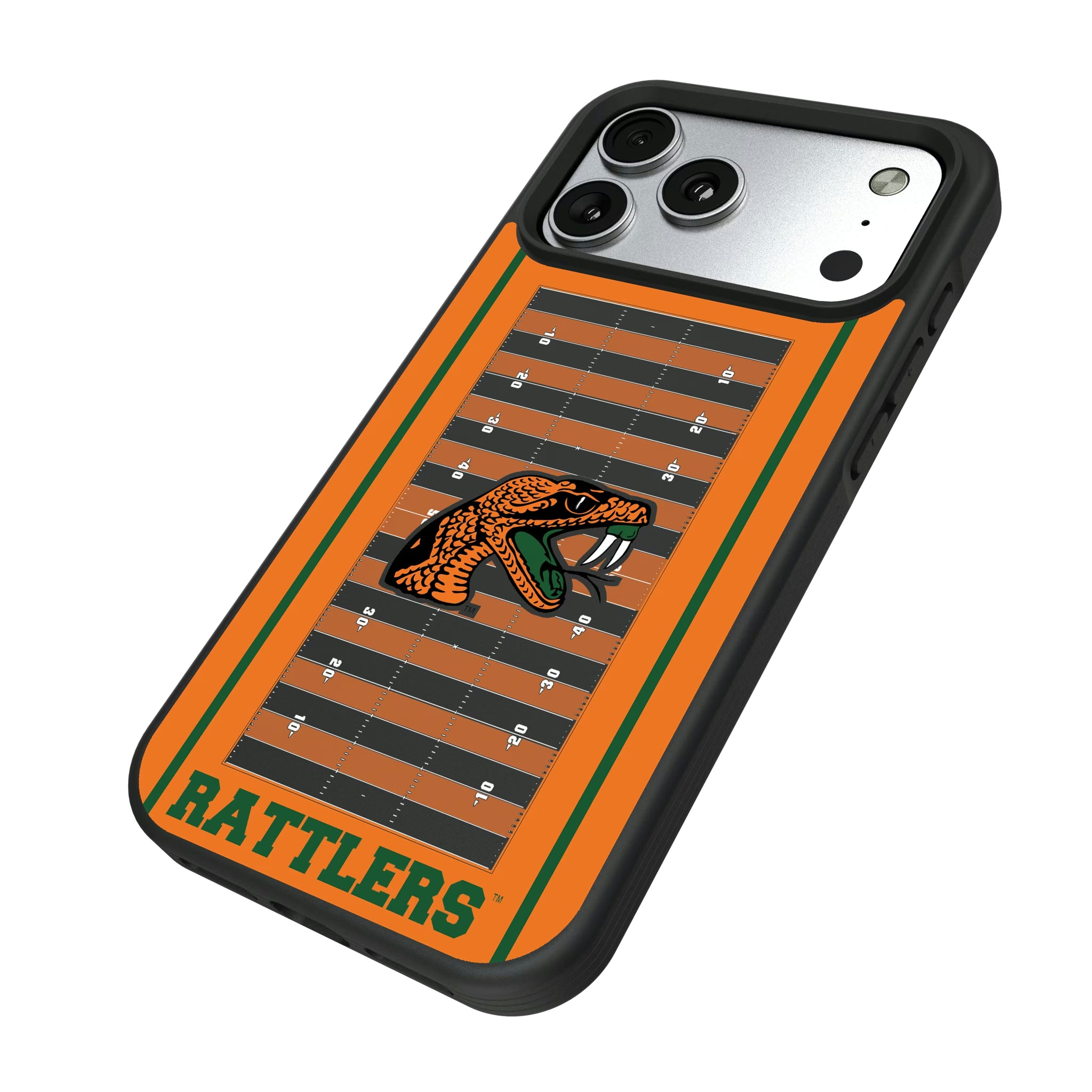Florida A&M University Rattlers Field iPhone Bump Phone Case for Apple iPhone - Isometric View#Device_iPhone 17 Pro Max