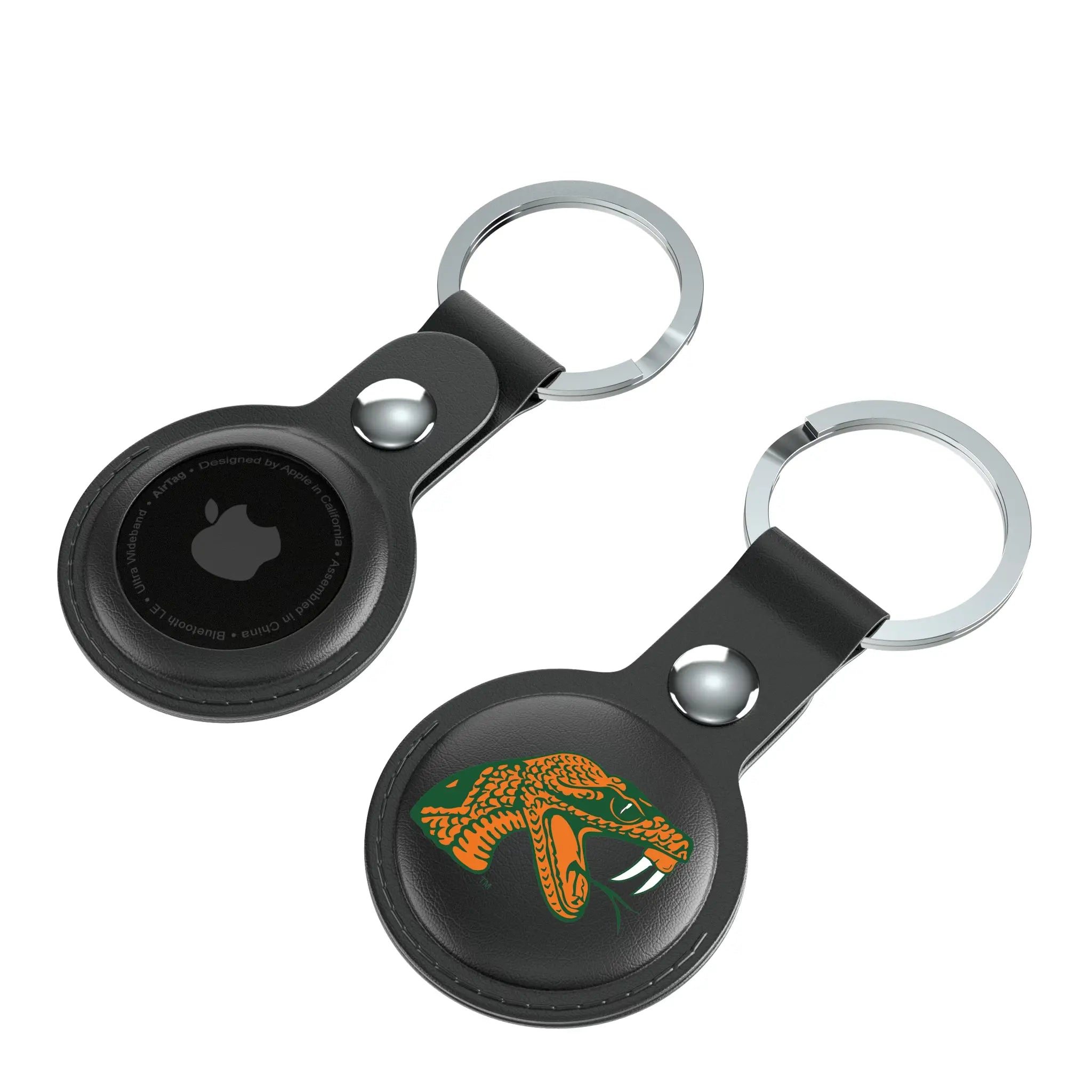 Florida A&M University Rattlers Insignia AirTag Black Airtag Holder 2-Pack - Isometric View