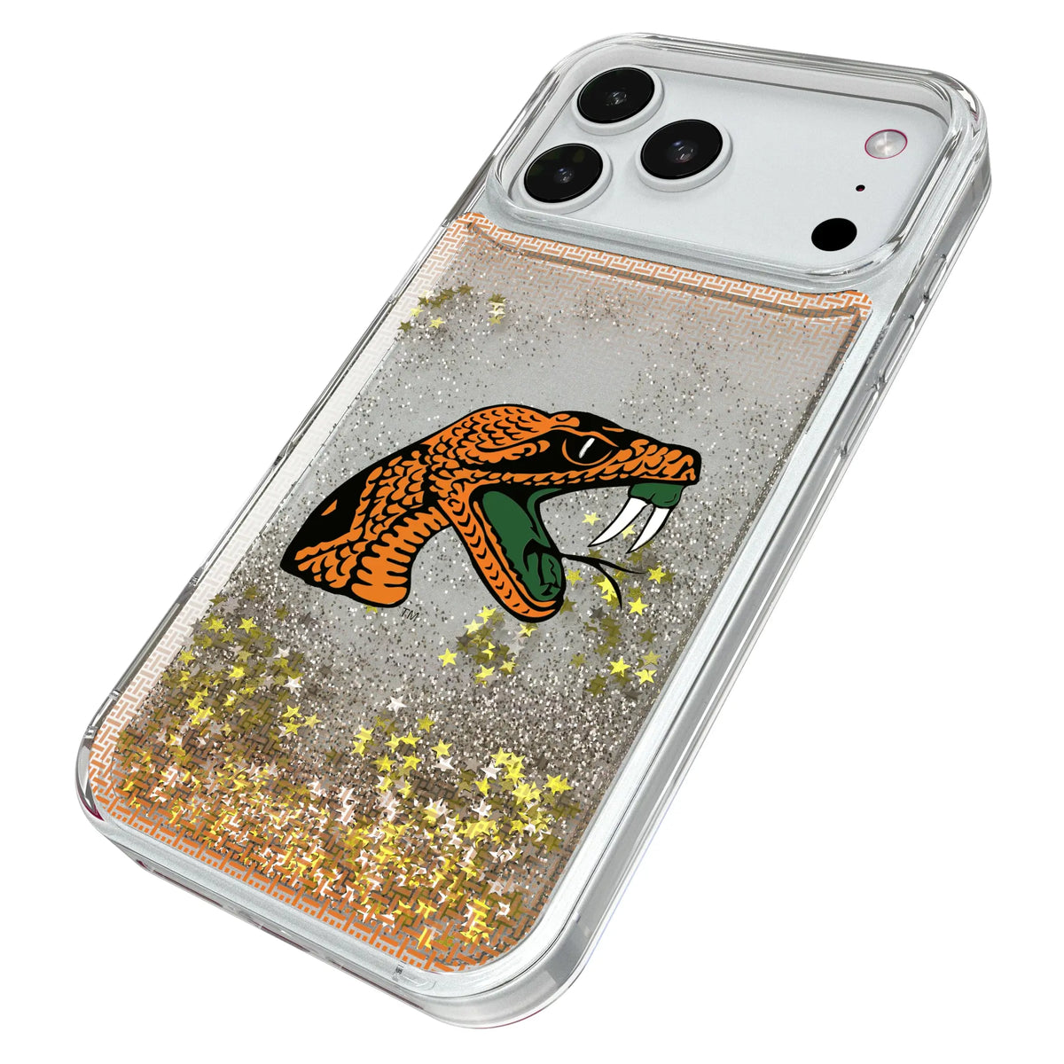 Florida A&M University Rattlers Linen iPhone Glitter Phone Case for Apple iPhone - Isometric View#Device_iPhone 18 Pro Max