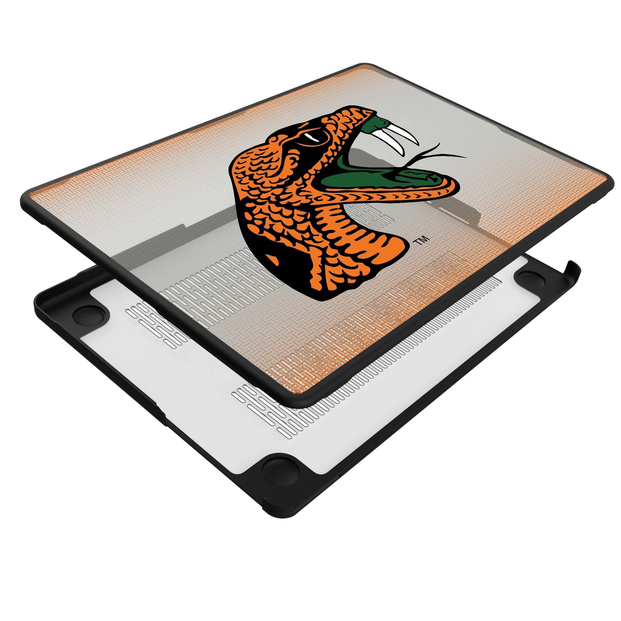 Florida A&M University Rattlers Linen MacBook Laptop Case for Apple MacBook - Isometric View#Device_MacBook Pro (14-inch, 2021) / MacBook Pro (14-inch, 2023) / MacBook Pro (14-inch, 2024)