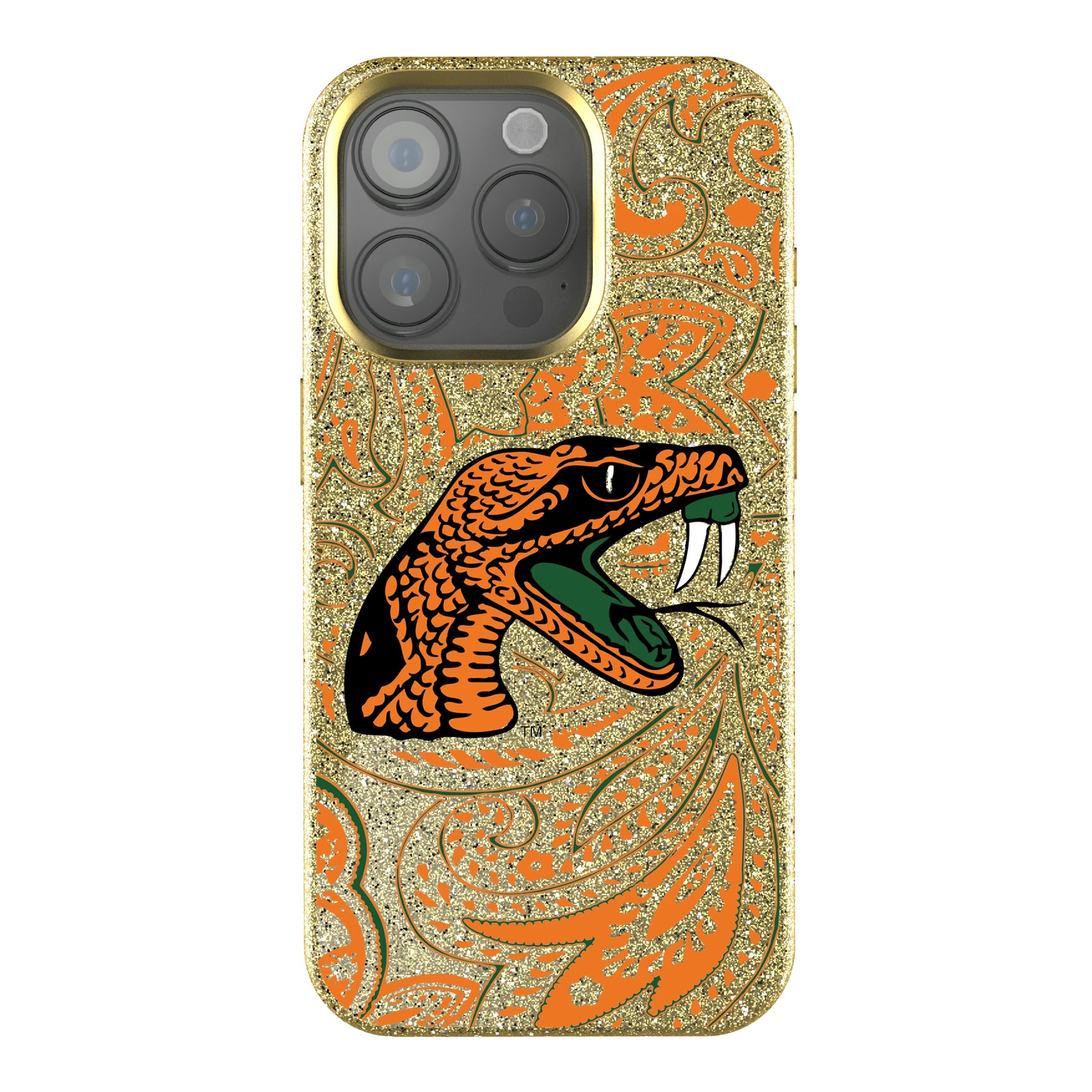 Florida A&M University Rattlers Paisley iPhone Bling Phone Case for Apple iPhone