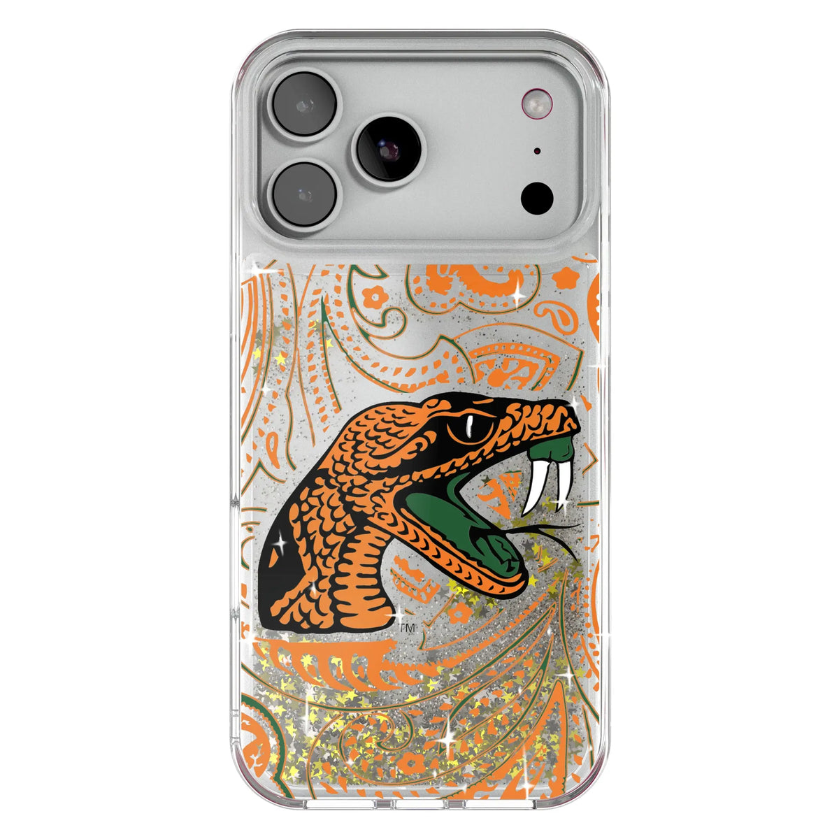Florida A&M University Rattlers Paisley Glitter Phone Case for Apple iPhone