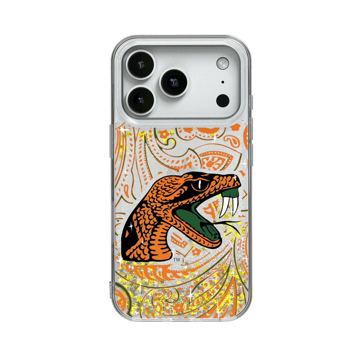 Florida A&M University Rattlers Paisley Glitter Phone Case for Apple iPhone