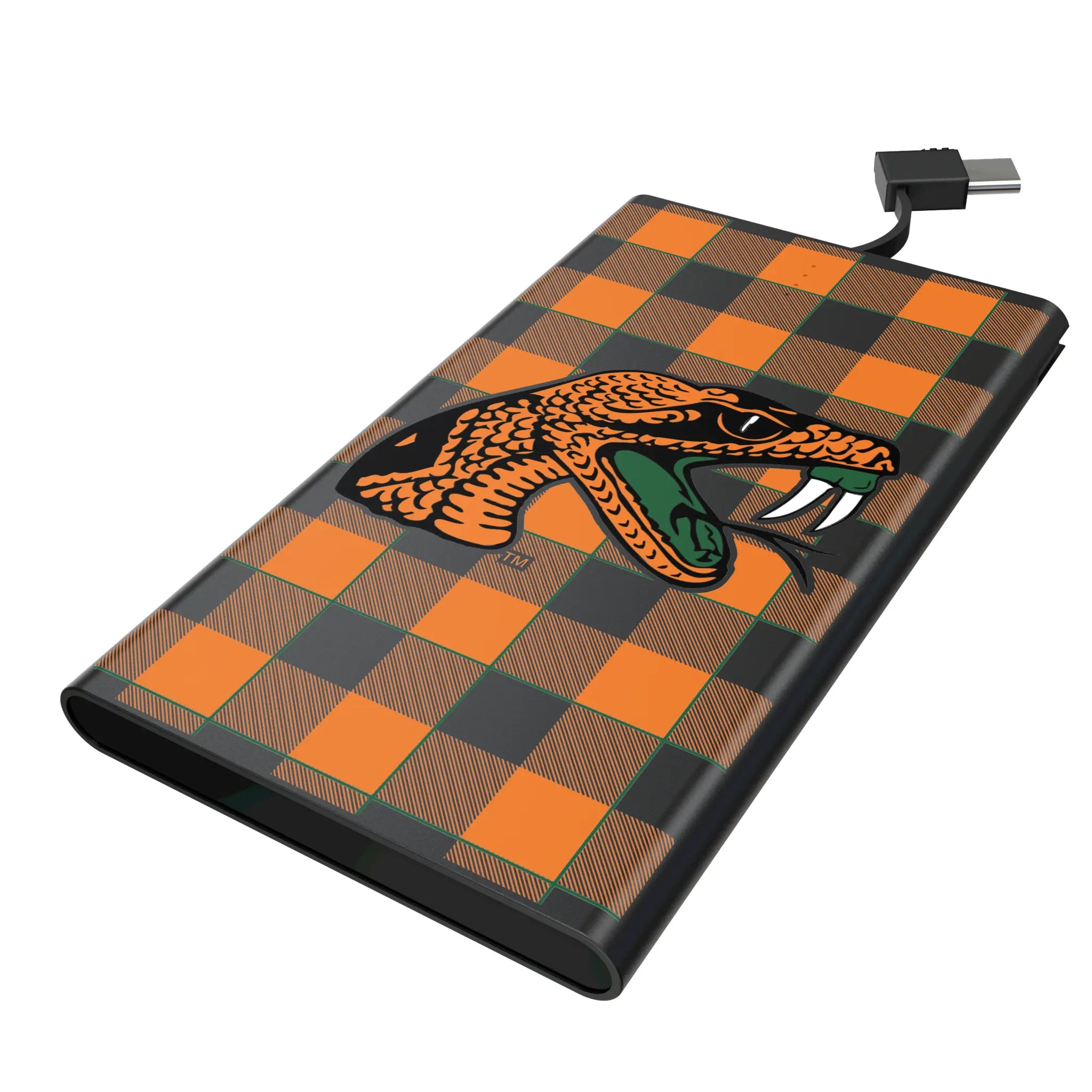 Florida A&M University Rattlers Plaid 5000mAh Flat Power Bank