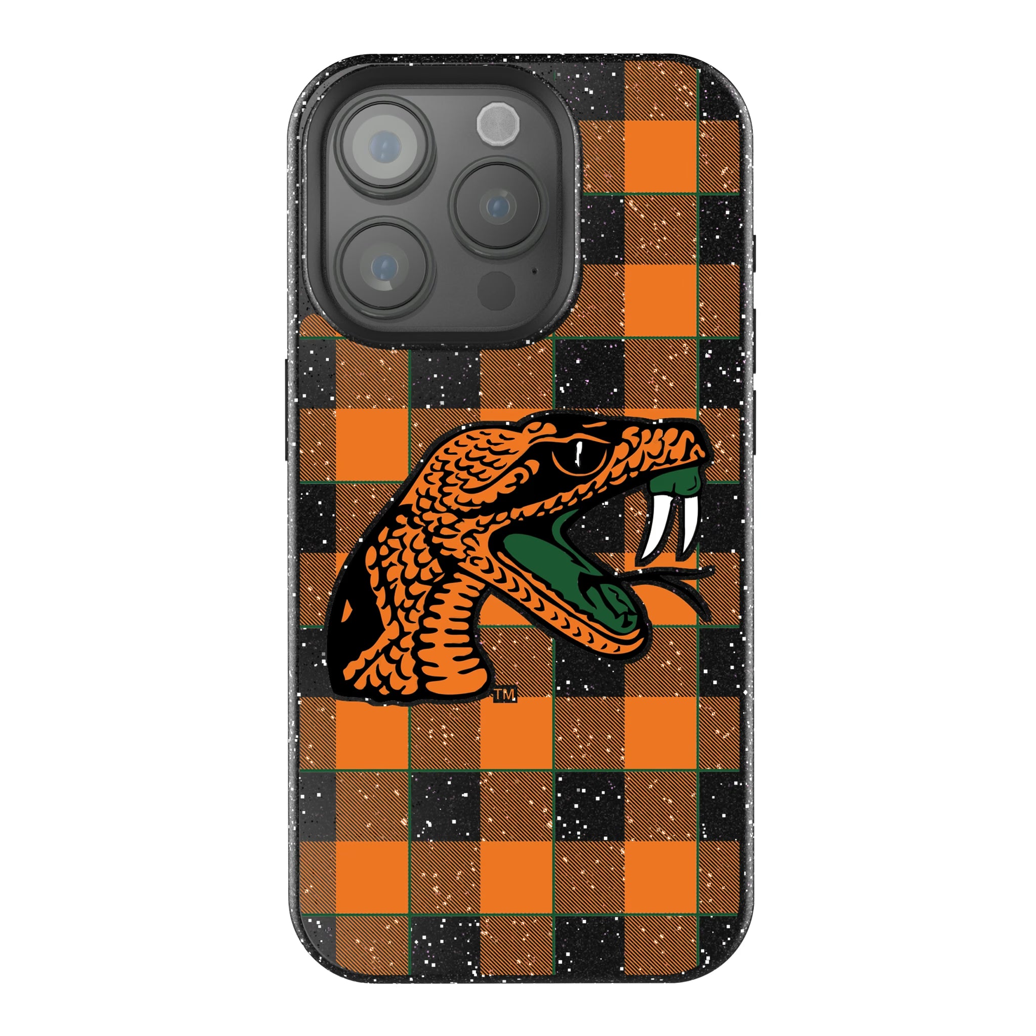 Florida A&M University Rattlers Plaid iPhone Bling Phone Case for Apple iPhone