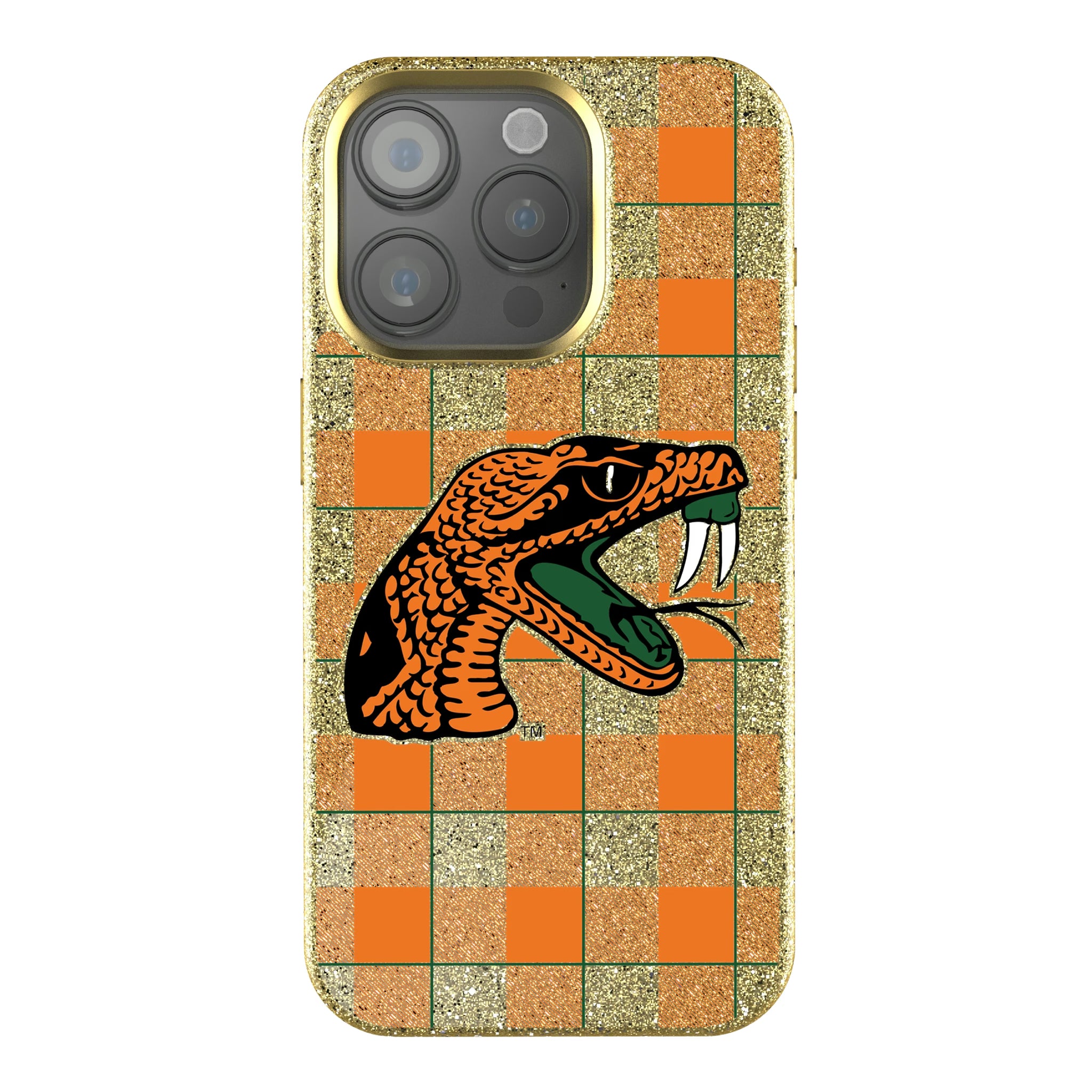 Florida A&M University Rattlers Plaid iPhone Bling Phone Case for Apple iPhone