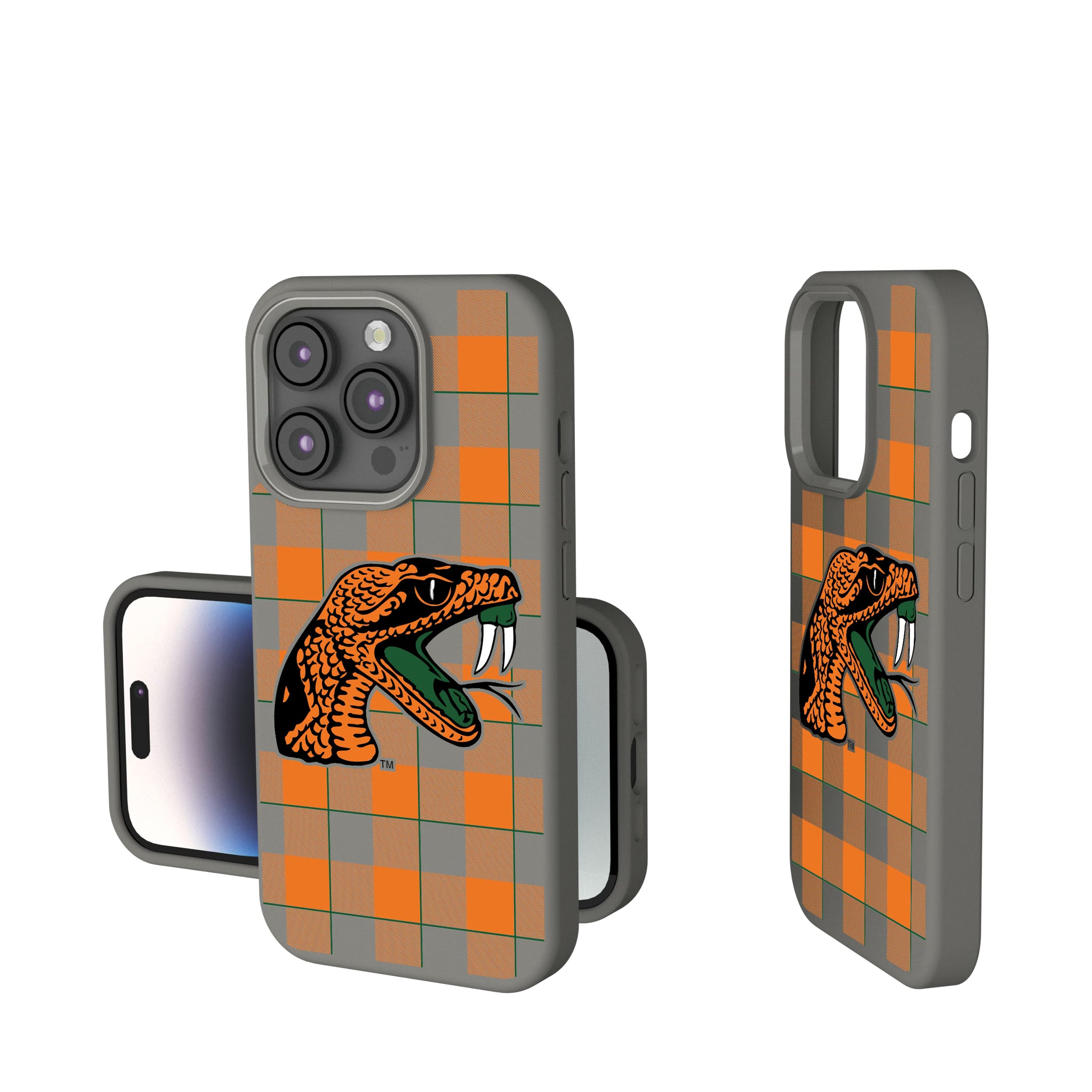 Florida A&M University Rattlers Plaid iPhone Soft Touch Phone Case for Apple iPhone