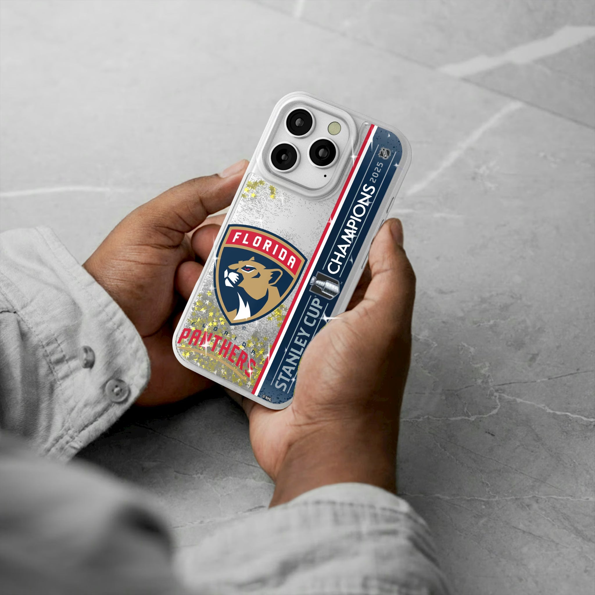 Florida Panthers 2025 Stanley Cup iPhone Glitter Phone Case for Apple iPhone - Lifestyle#Device_iPhone 16 Pro