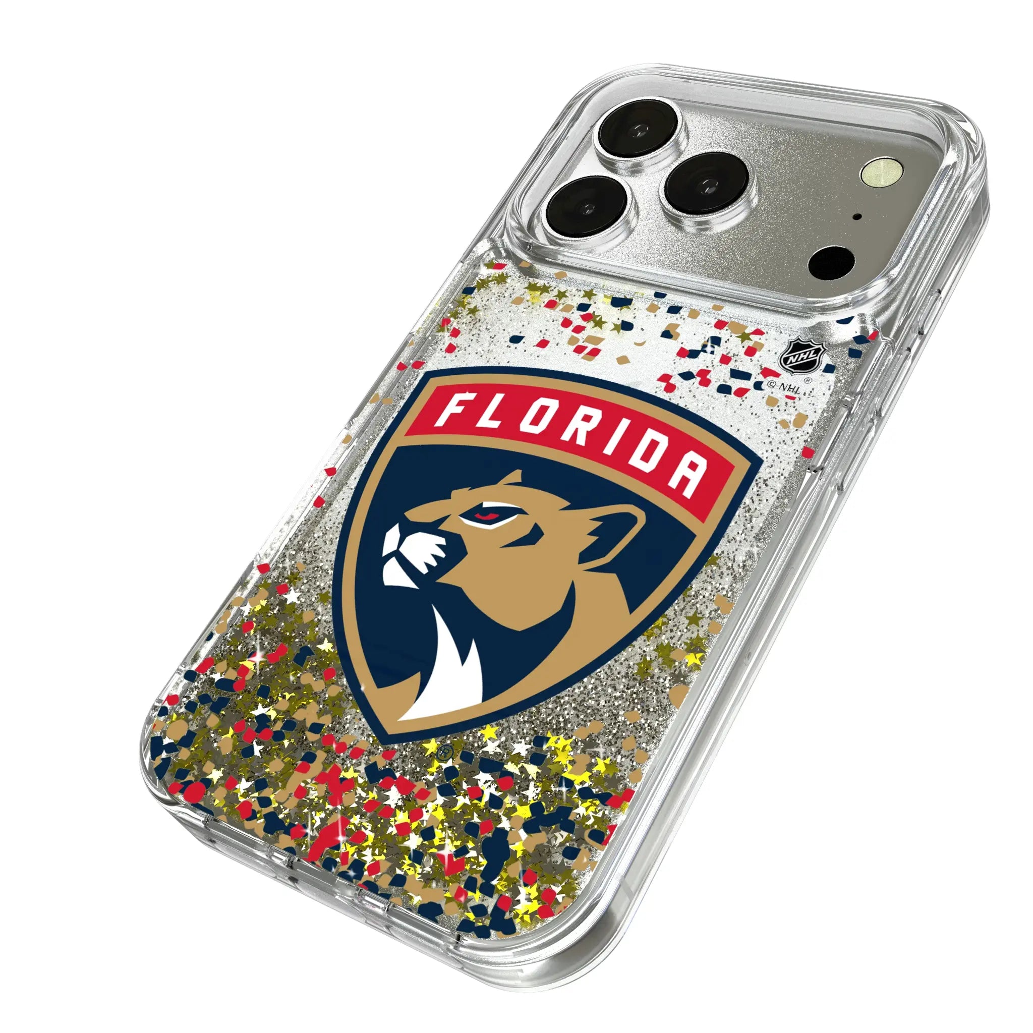 Florida Panthers Confetti iPhone Glitter Phone Case for Apple iPhone - Isometric View
