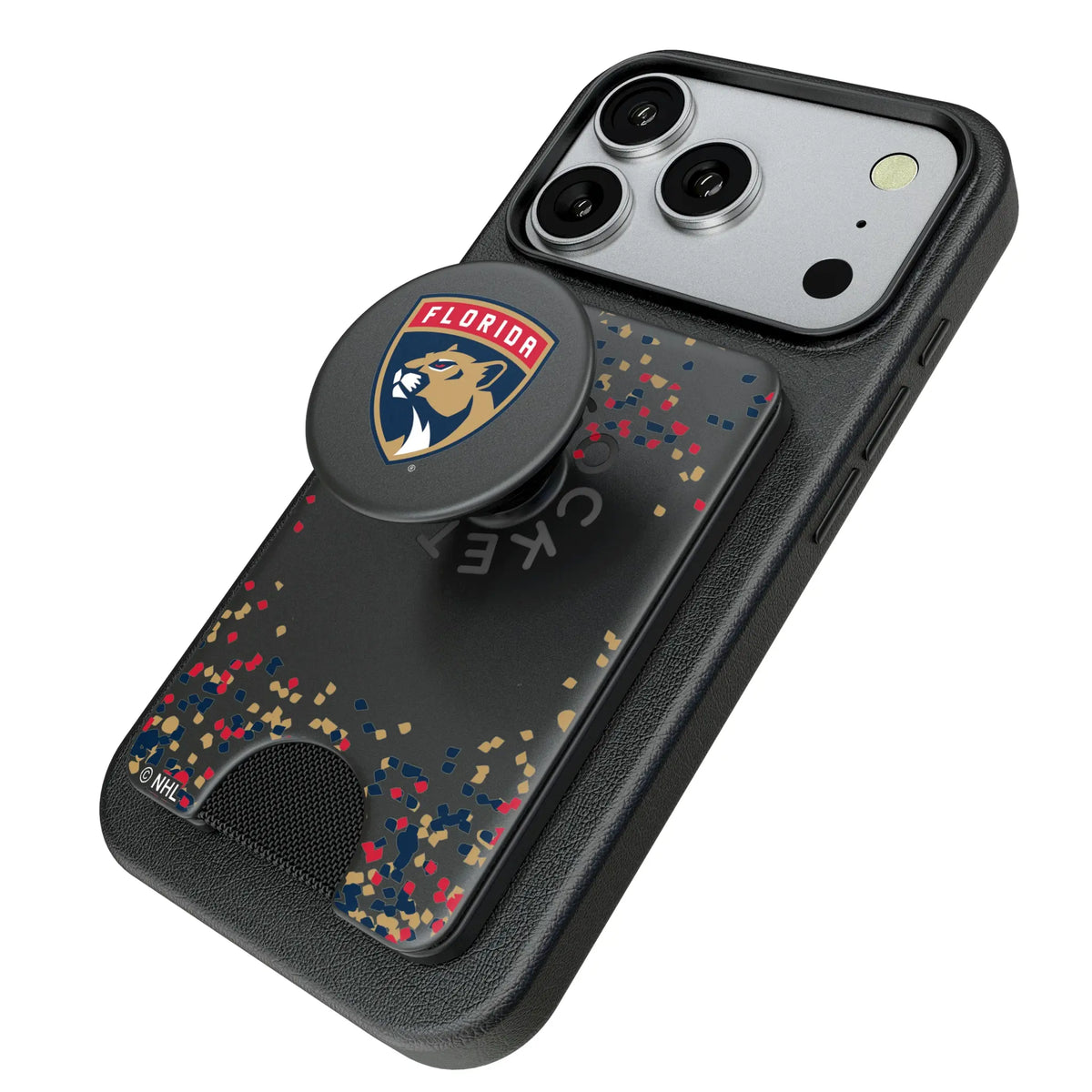 Florida Panthers Confetti Popsockets Wallet Magnetic - Isometric View