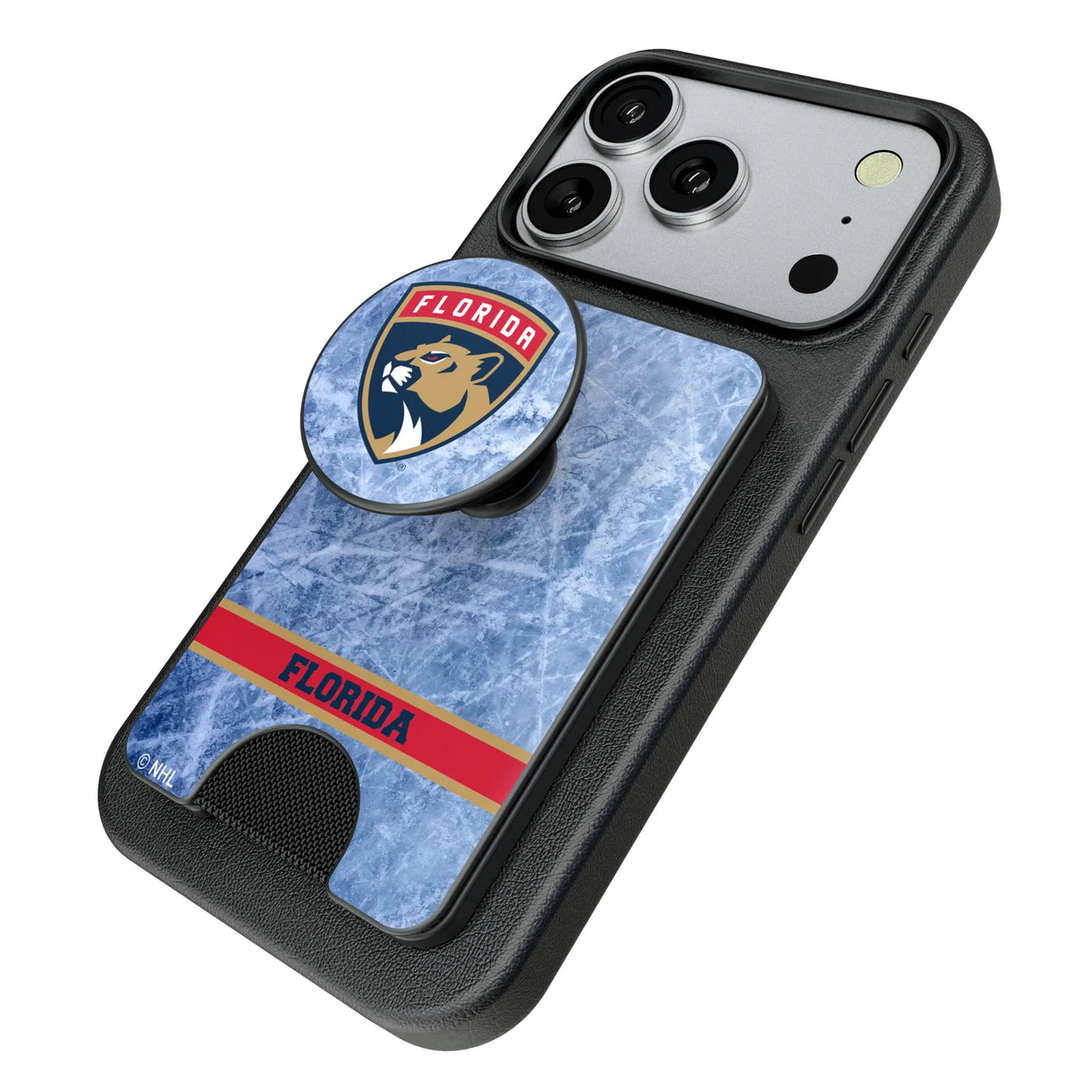 Florida Panthers Ice Wordmark Popsockets Wallet Magnetic - Isometric View