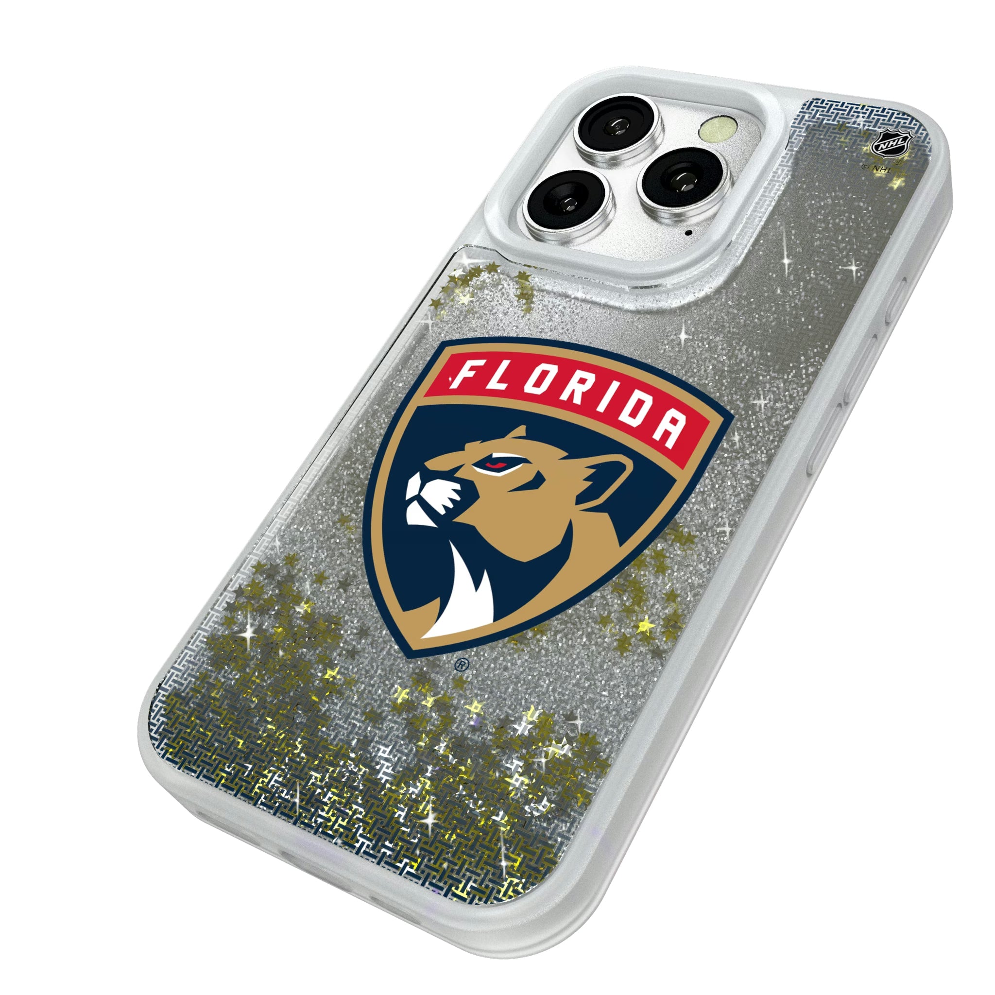 Florida Panthers Linen iPhone Glitter Phone Case for Apple iPhone - Isometric View#Device_iPhone 16 Pro